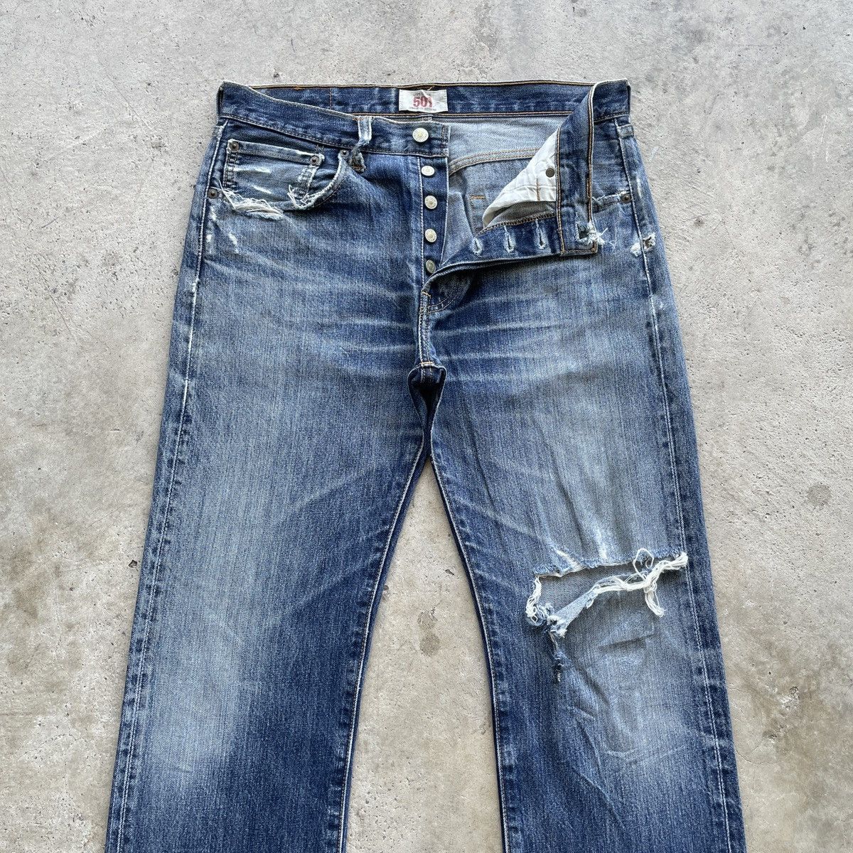 Levi's Vintage Levi’s 501 Ripped Jeans Faded Distressed Denim Pants Size US 33 - 3 Thumbnail
