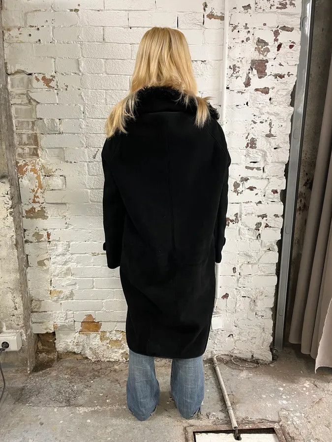 Gucci 2000s Gucci Black Shearling Leather Belted Trench Coat Size XS / US 0-2 / IT 36-38 - 3 Thumbnail