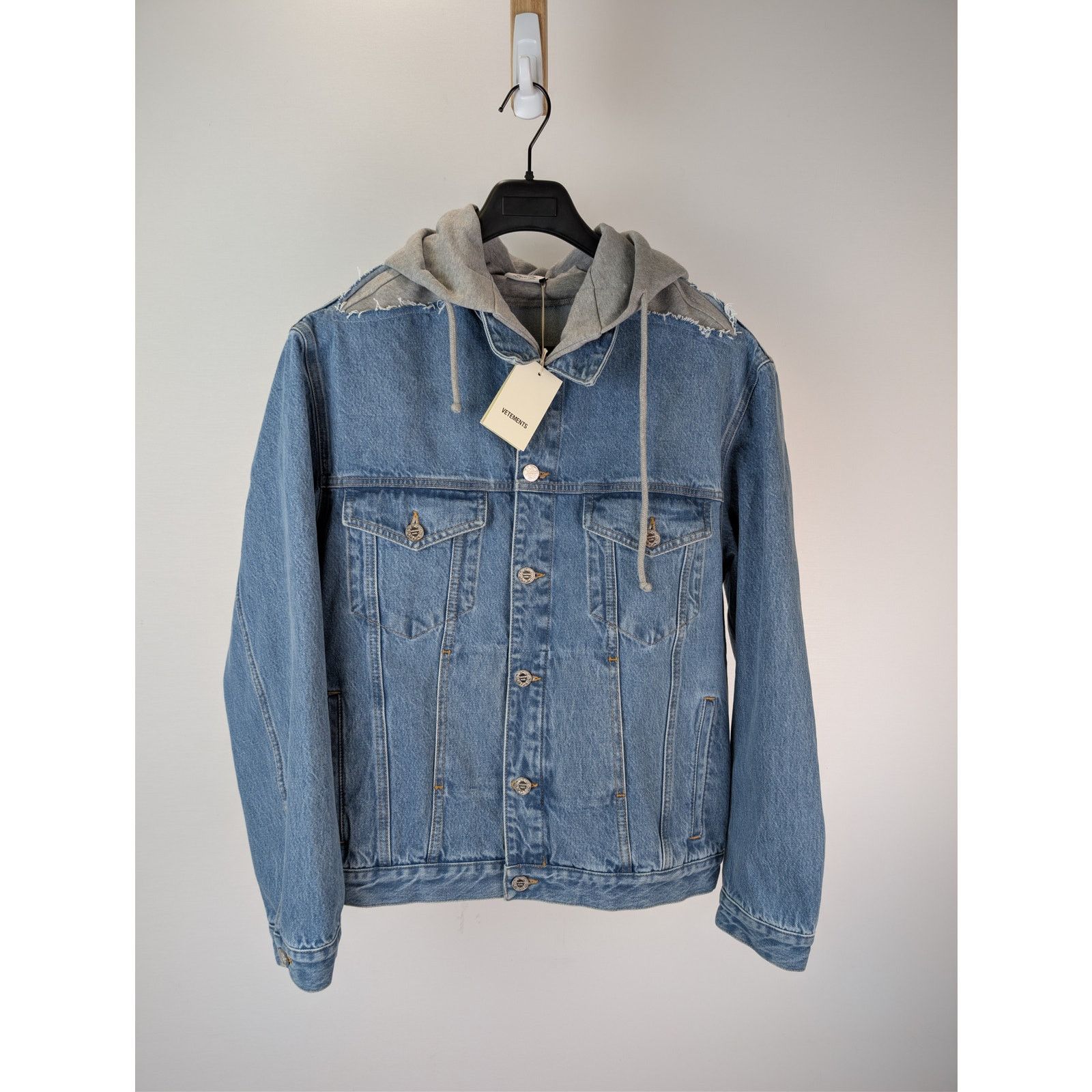 Vetements o1rshd1 Deconstructed Hooded Denim Jacket in Denim Mid Blue Size US M / EU 48-50 / 2 - 1 Thumbnail