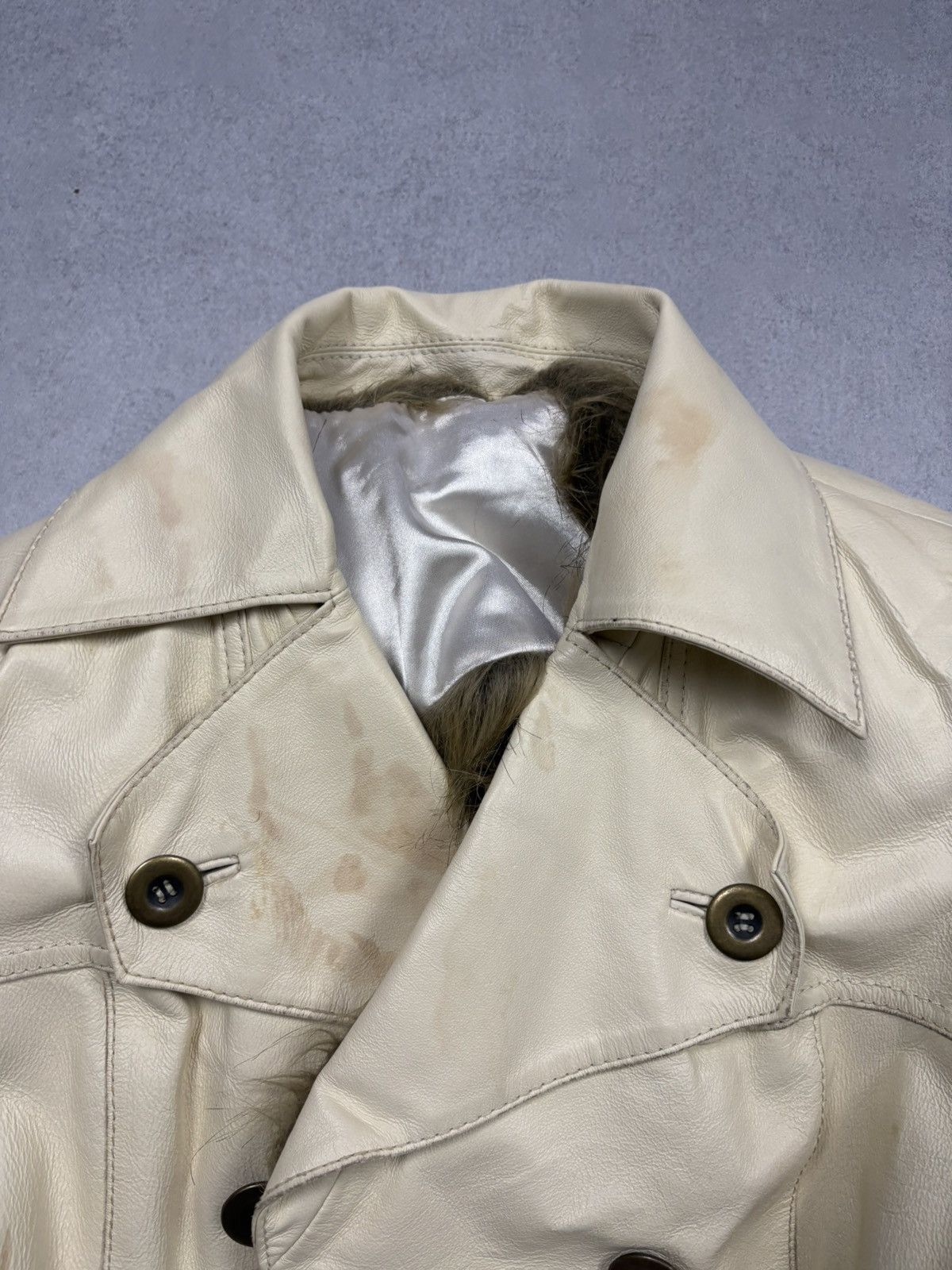 Japanese Brand Vintage Leather Jacket Faux Fur Collar Belted Biker Y2K Hype Size S / US 4 / IT 40 - 21 Thumbnail