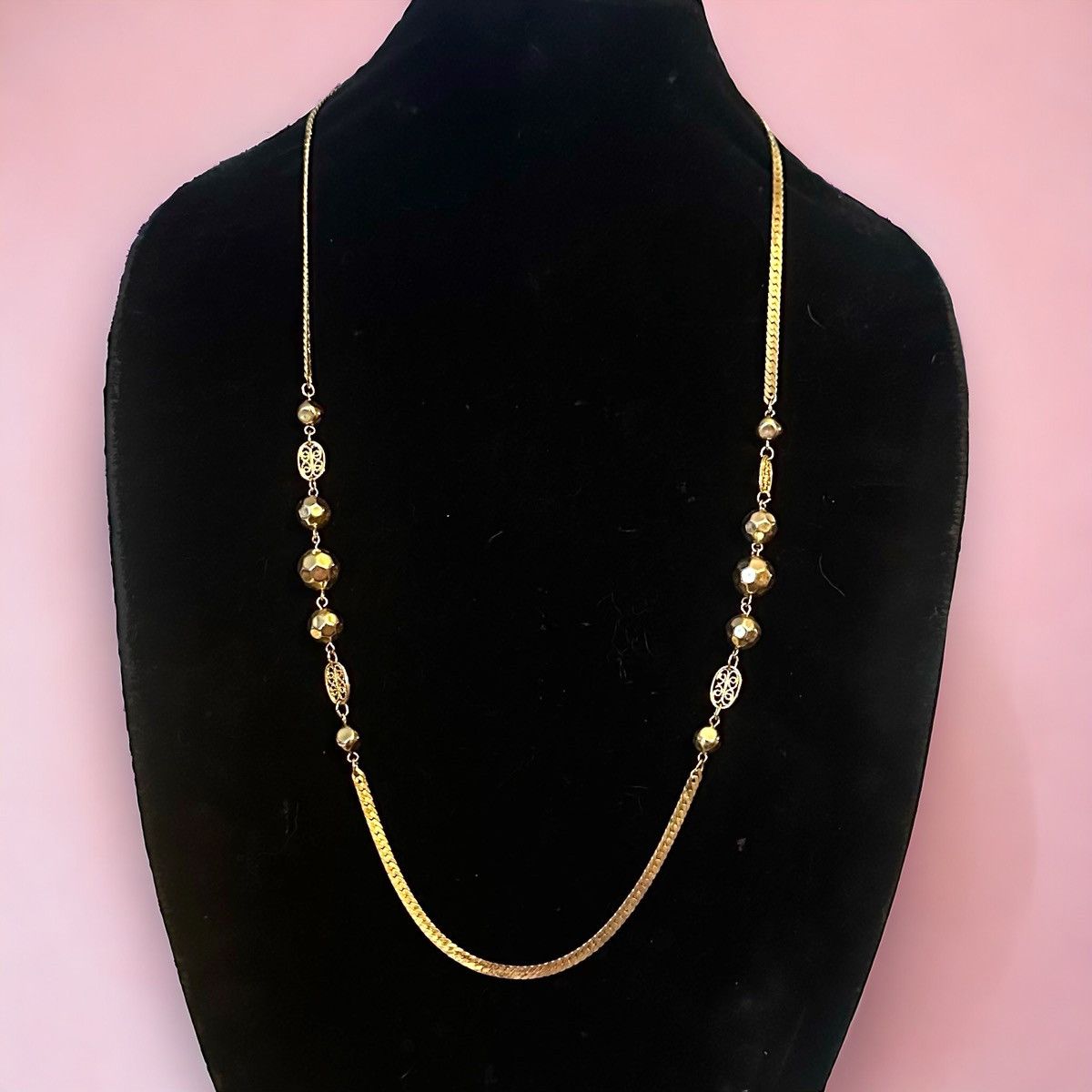 Other Gold tone herringbone stationed bead necklace Size ONE SIZE - 1 Thumbnail