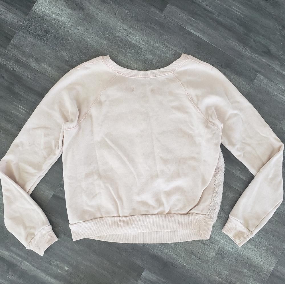 Designer Light Pink Fur Detailed Hollister Sweatshirt Size S / US 4 / IT 40 - 2 Thumbnail