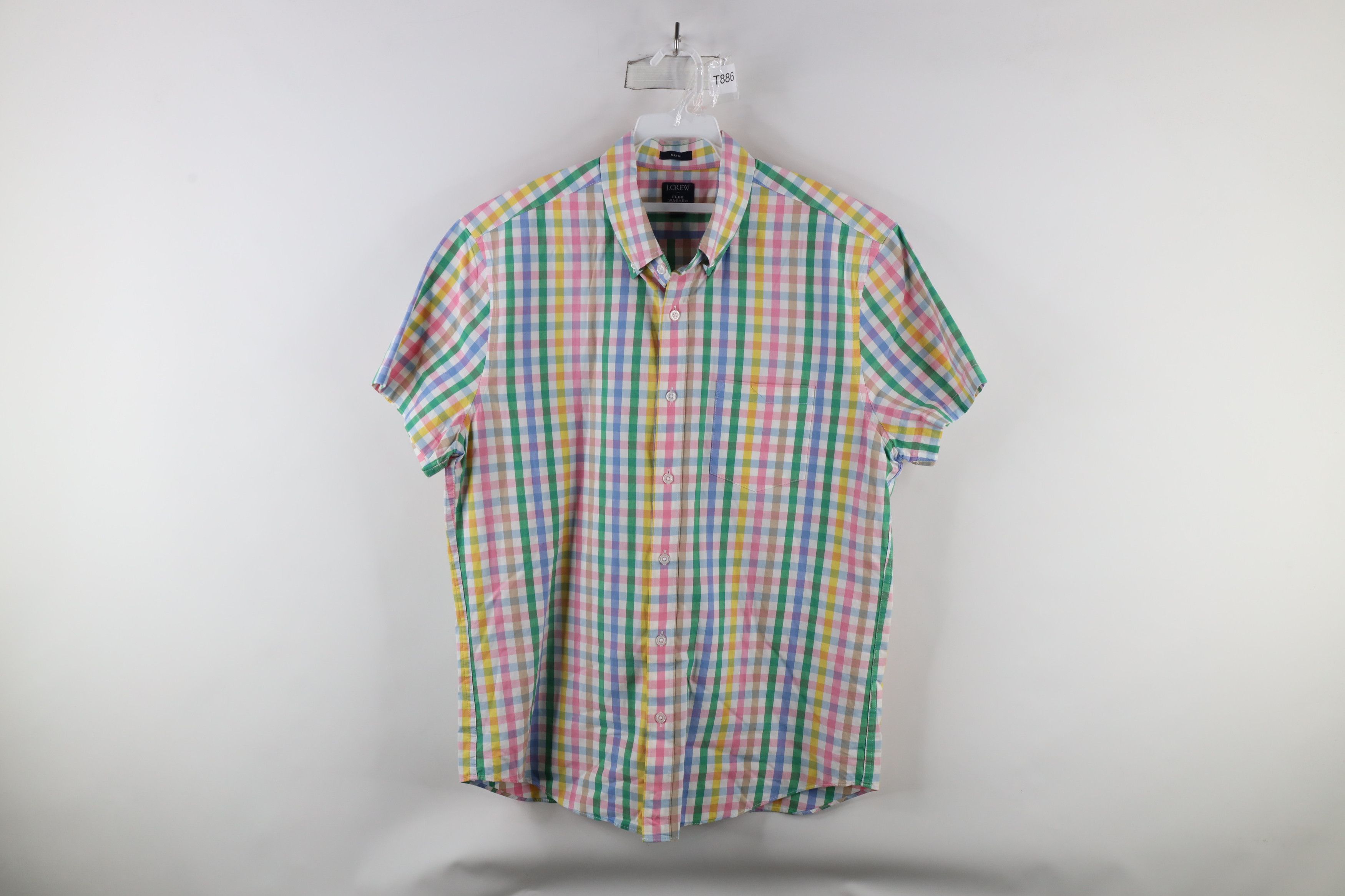 J.Crew × Vintage J Crew Wash Rainbow Plaid Short Sleeve Button Down Shirt Size US L / EU 52-54 / 3 - 1 Thumbnail