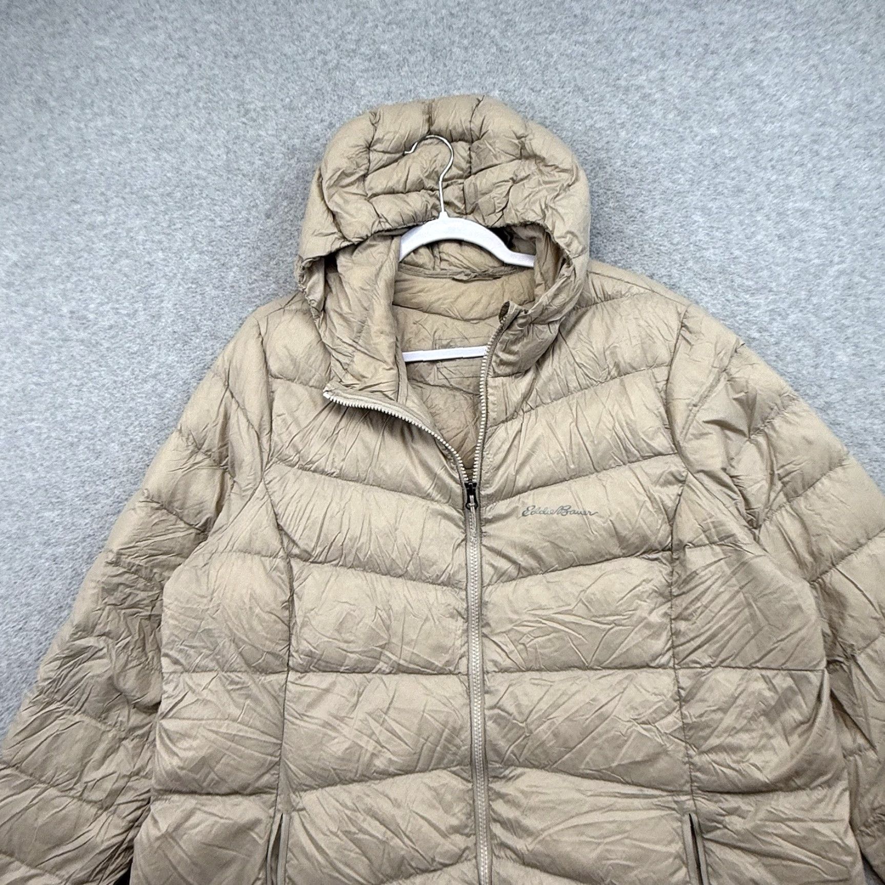 Eddie Bauer Eddie Bauer EB650 Down Puffer Jacket Women’s 2XL Beige Long Parka Zip Hooded Insulated Zippered Pockets Winter Fall Casual Travel Workwear Mens? Women Size XXL / US 16-18 / IT 52-54 - 3 Thumbnail