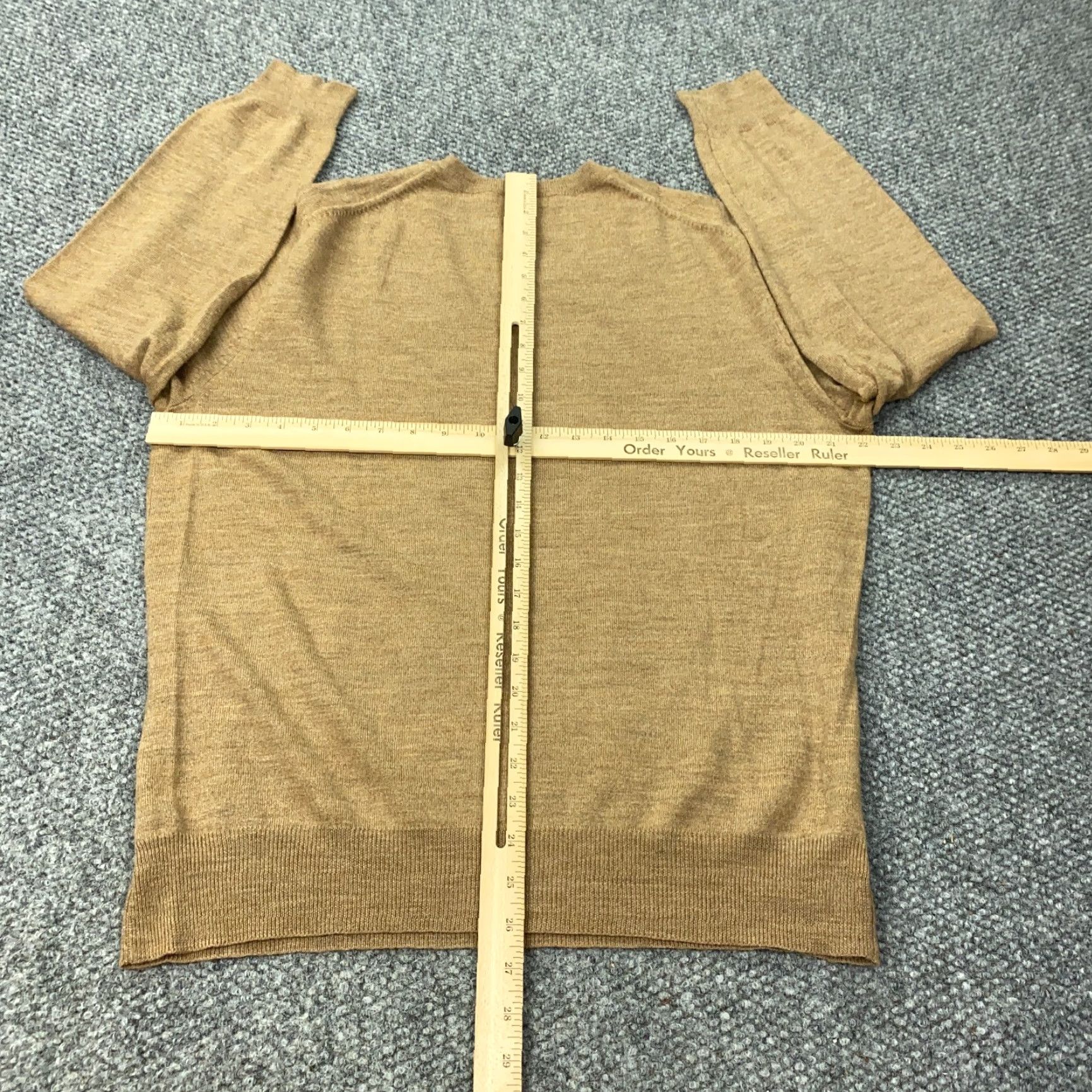 Alfani Alfani Merino Wool Sweater Mens Large Brown Lightweight V-Neck Business Casual Size US L / EU 52-54 / 3 - 6 Thumbnail