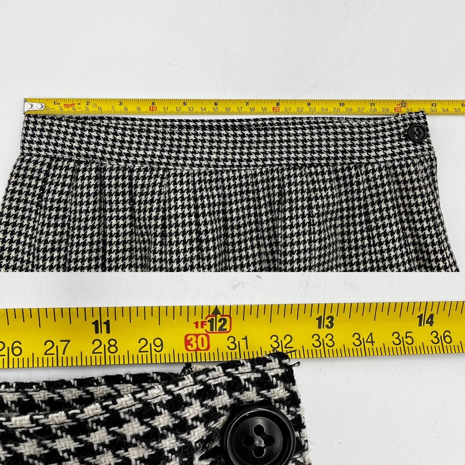 Vintage Vintage Houndstooth Wool Pleated Skirt Size 28" / US 6 / IT 42 - 5 Thumbnail