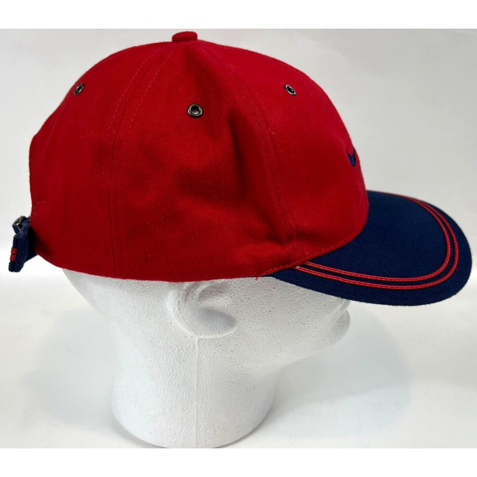 Nike VINTAGE Nike USA Stripeback Hat Cap Embroidered Swoosh USA Baseball Cap Cotton Red Unisex Adults One Size Hats Mens Womens Boys Girls Size ONE SIZE - 5 Thumbnail