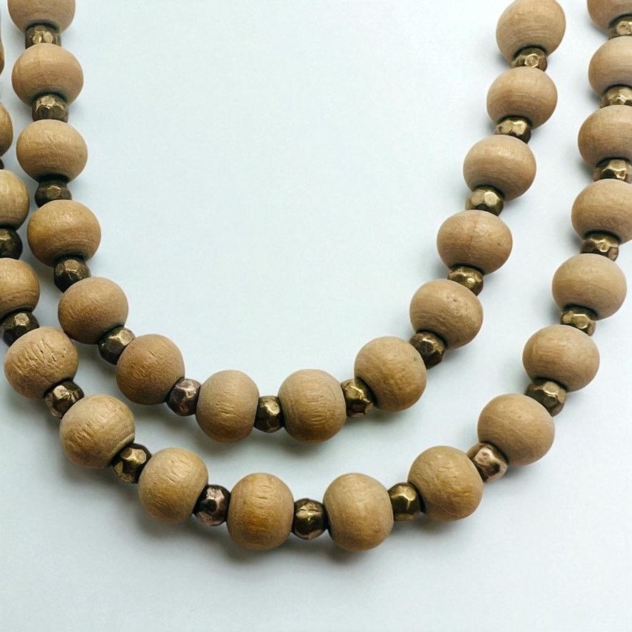 Vintage Rose Quartz Pendant Necklace-Wood Beads-Boho Chic-Gemstone Size ONE SIZE - 3 Thumbnail