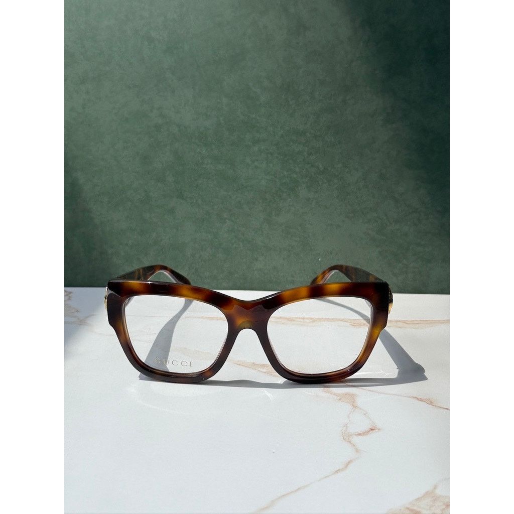 Gucci NEW Gucci GG1410O Havana Brown Cat Eye Eyeglasses Frames Size ONE SIZE - 6 Thumbnail