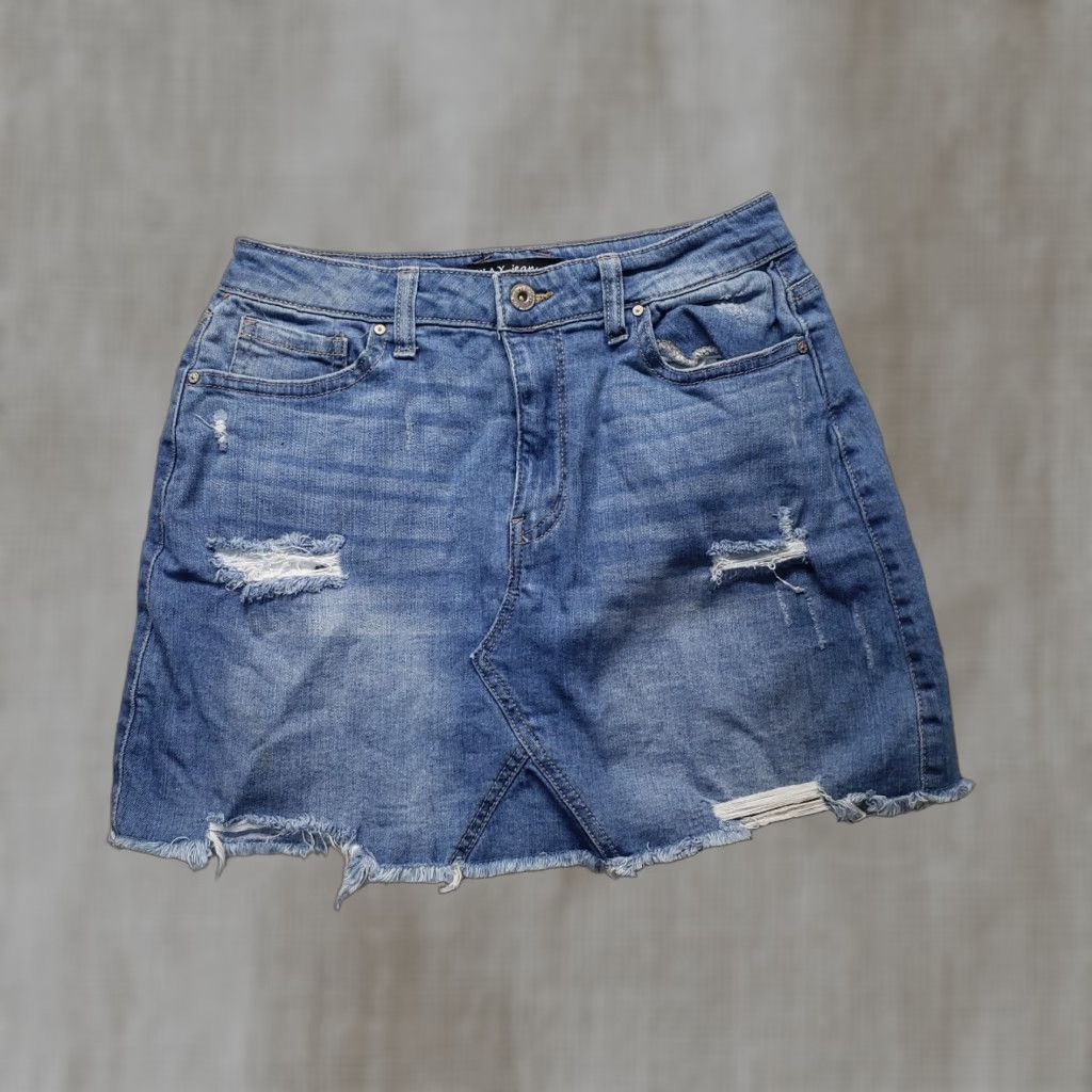 Denime Wax Skirt Denim Mini Blue Pockets Size M Medium Women Adults Jeans Cotton All Seasons Casual Size 32" / US 10 / IT 46 - 1 Thumbnail