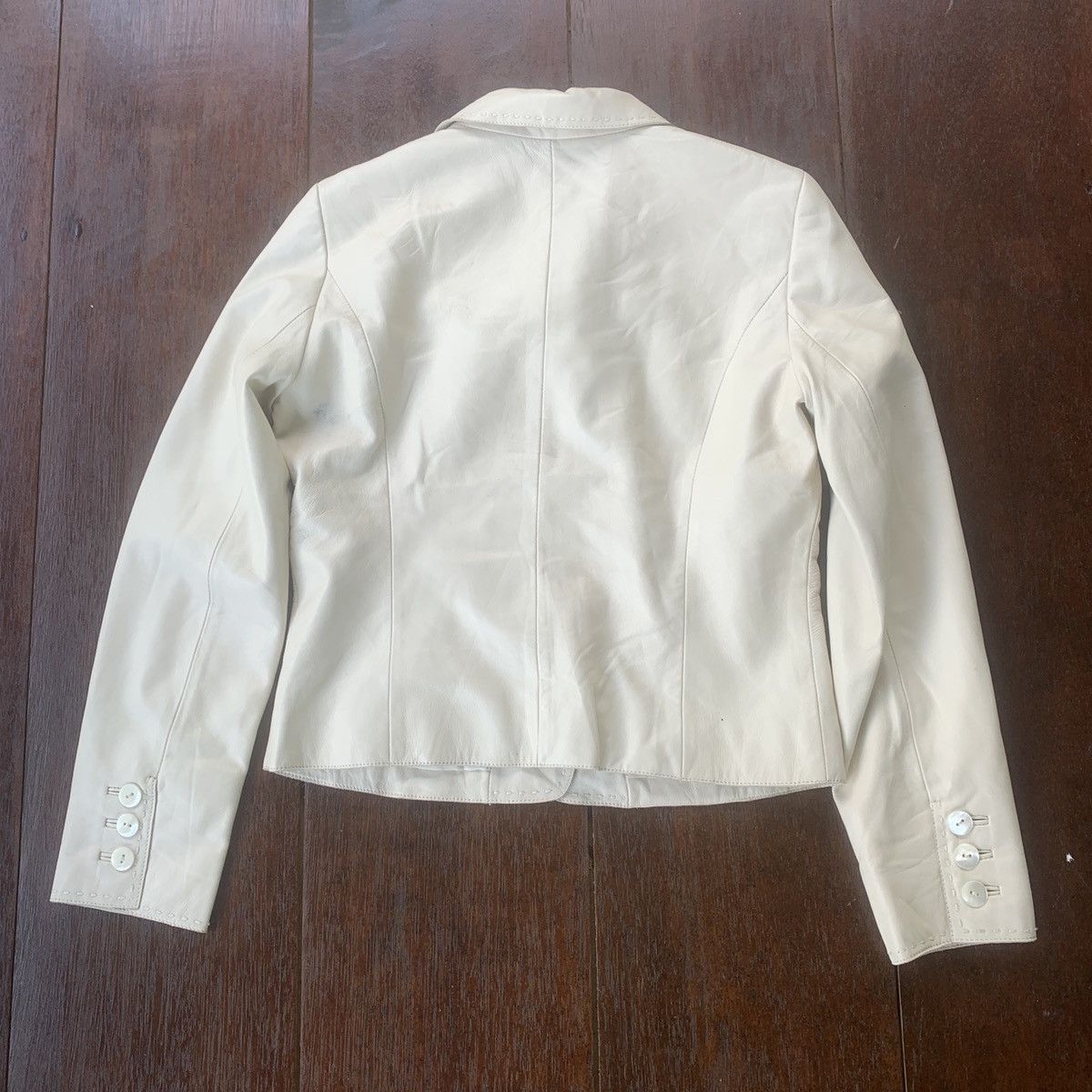 Balmain × Designer Balmain Paris white leather coat jacket Size S / US 4 / IT 40 - 2 Thumbnail