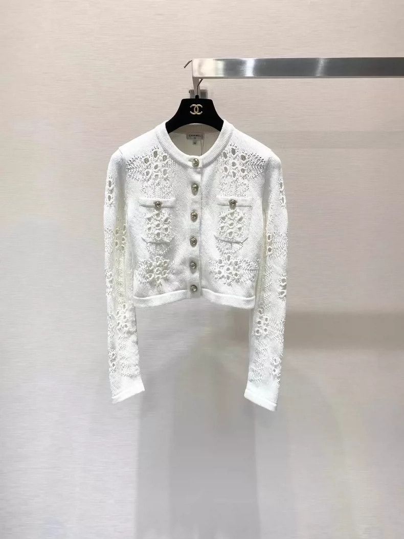 Chanel Chanel Lace Knit Cardigan with Button Closure- DMC Size US M / EU 48-50 / 2 - 1 Thumbnail