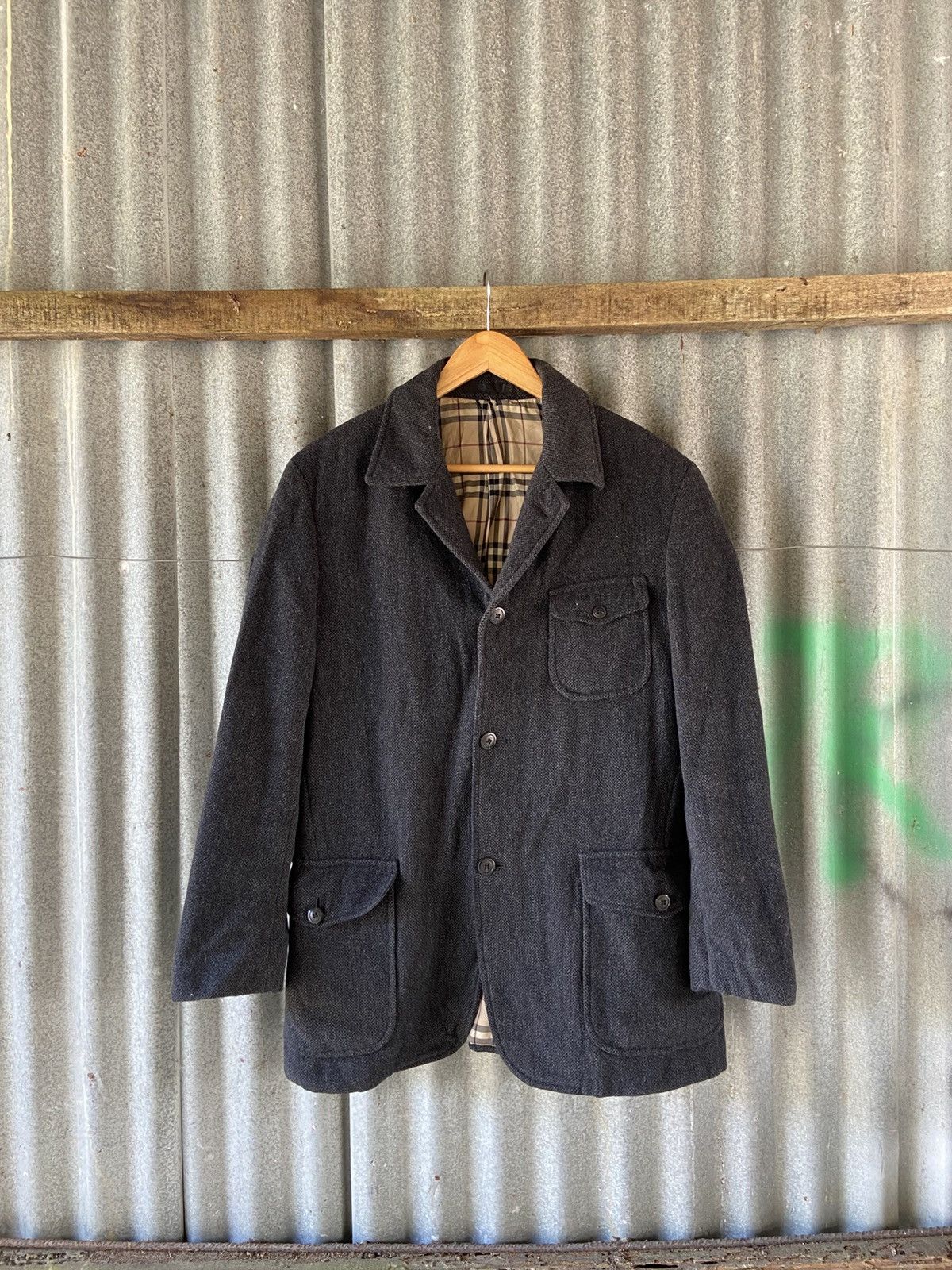 BURBERRY DARK GRAY WOOLEN COAT