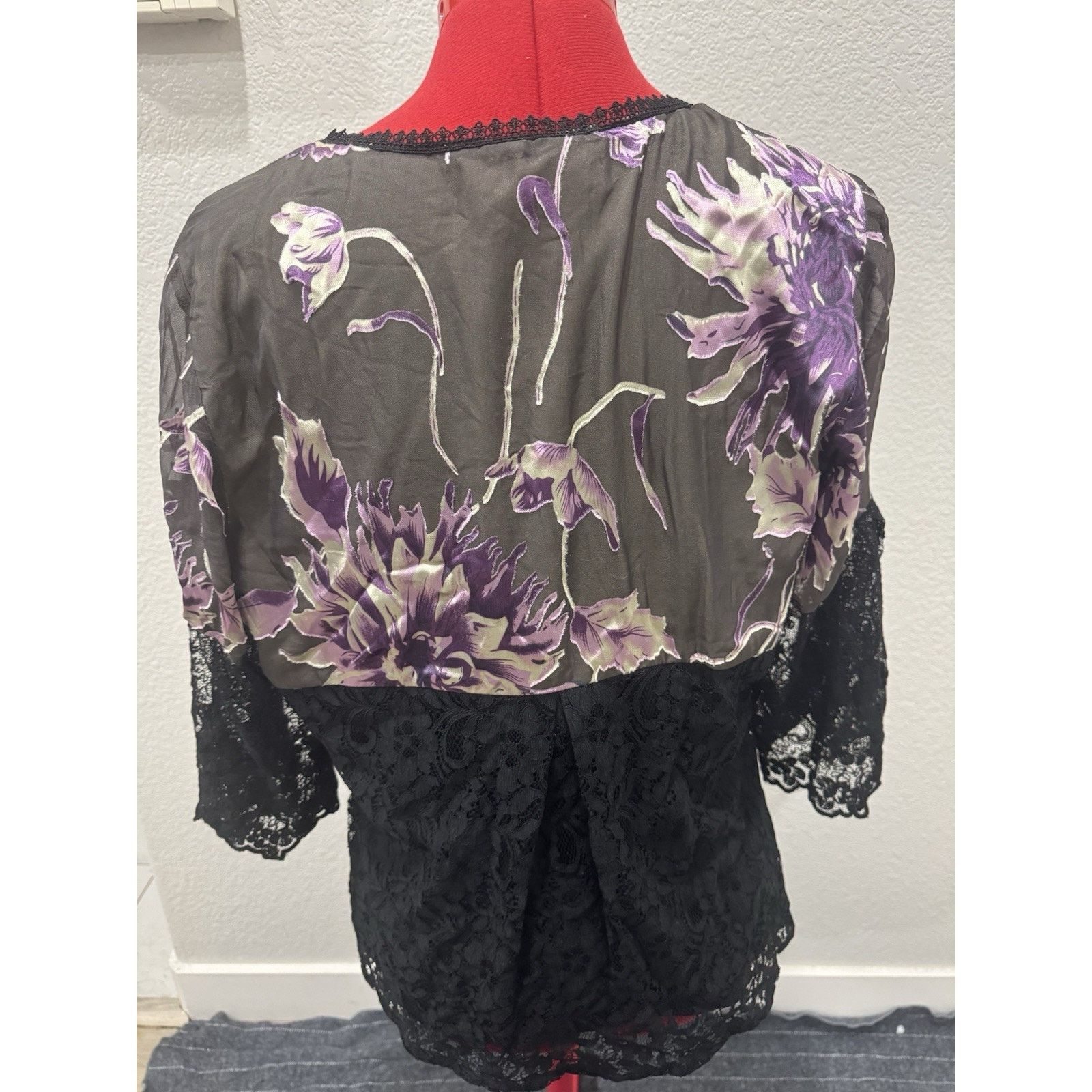 Other Vtg Y2k Spencer Alexis Floral Lace Blouse Grunge,Whimsigoth Size L / US 10 / IT 46 - 2 Thumbnail