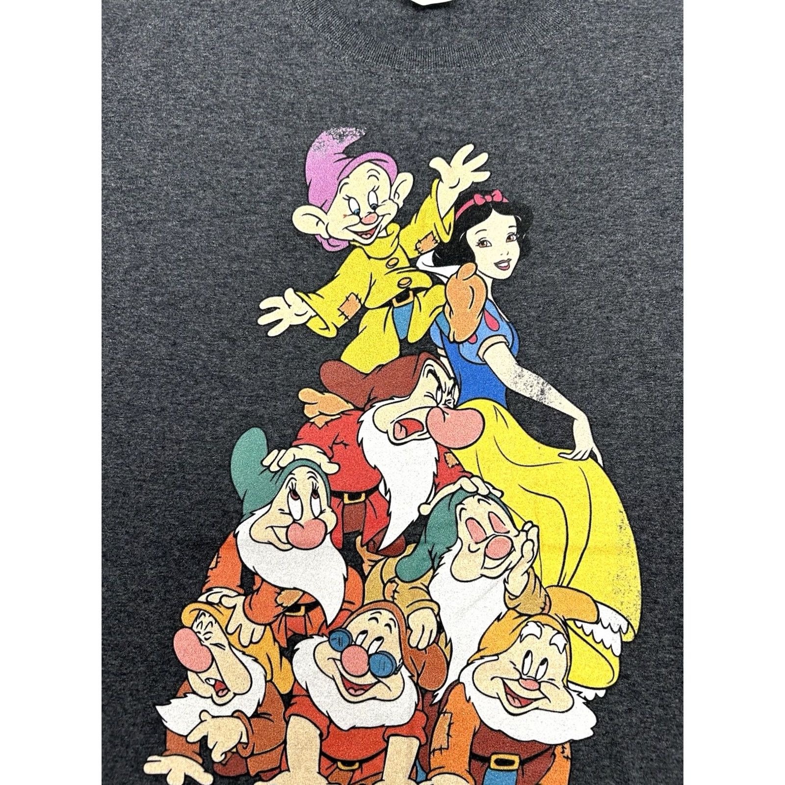 Disney Disney Snow White And The 7 Dwarfs Squad Small Unisex T-Shirt Short Sleeve Gray Cotton Polyester Graphic Print Cartoon Princess Disney Snowwhite Mens Size US S / EU 44-46 / 1 - 4 Thumbnail