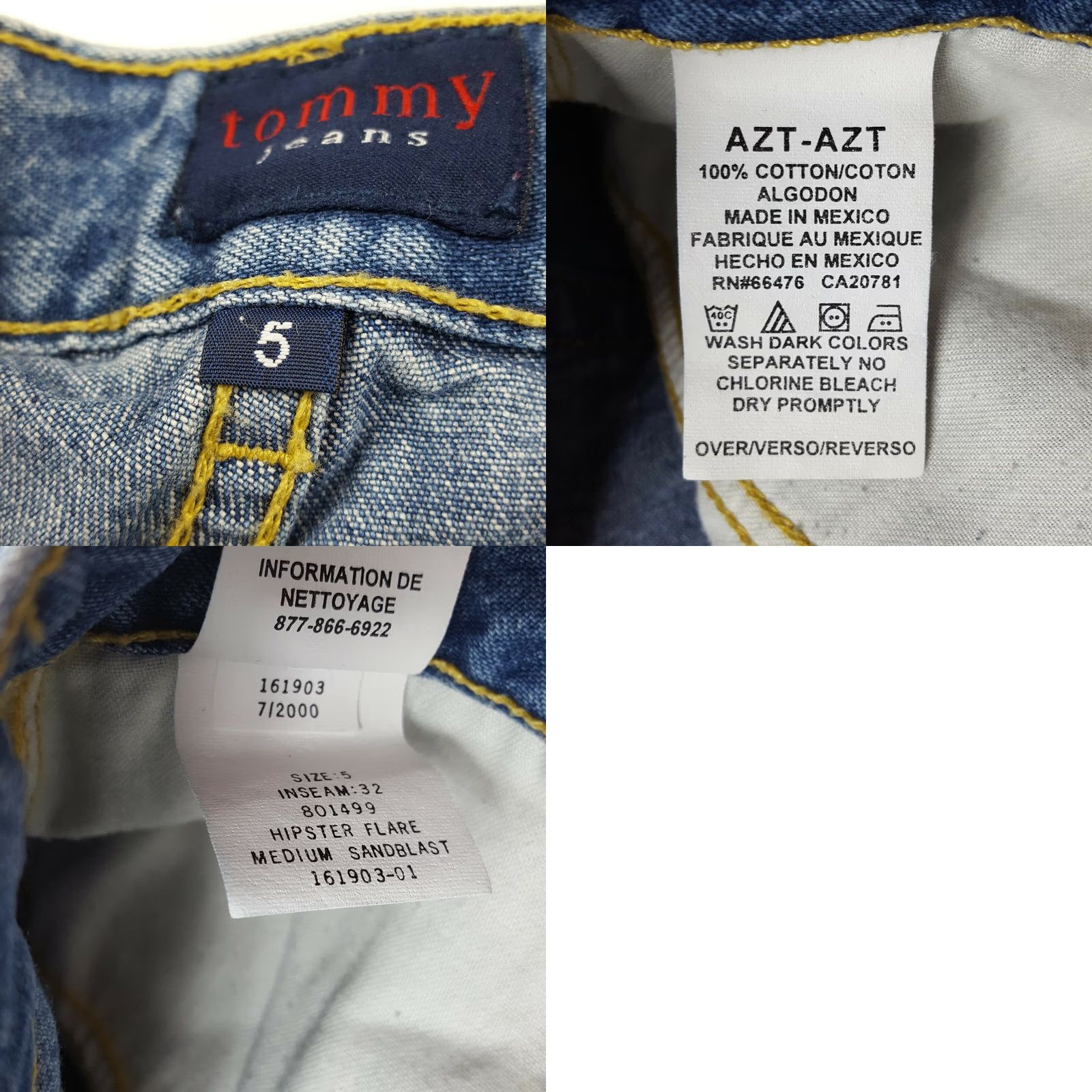 Tommy Hilfiger VINTAGE Tommy Hilfiger Jeans Hipster Flare Denim 29x30 Blue 90s Retro Womens Boys? Size 29" - 8 Thumbnail