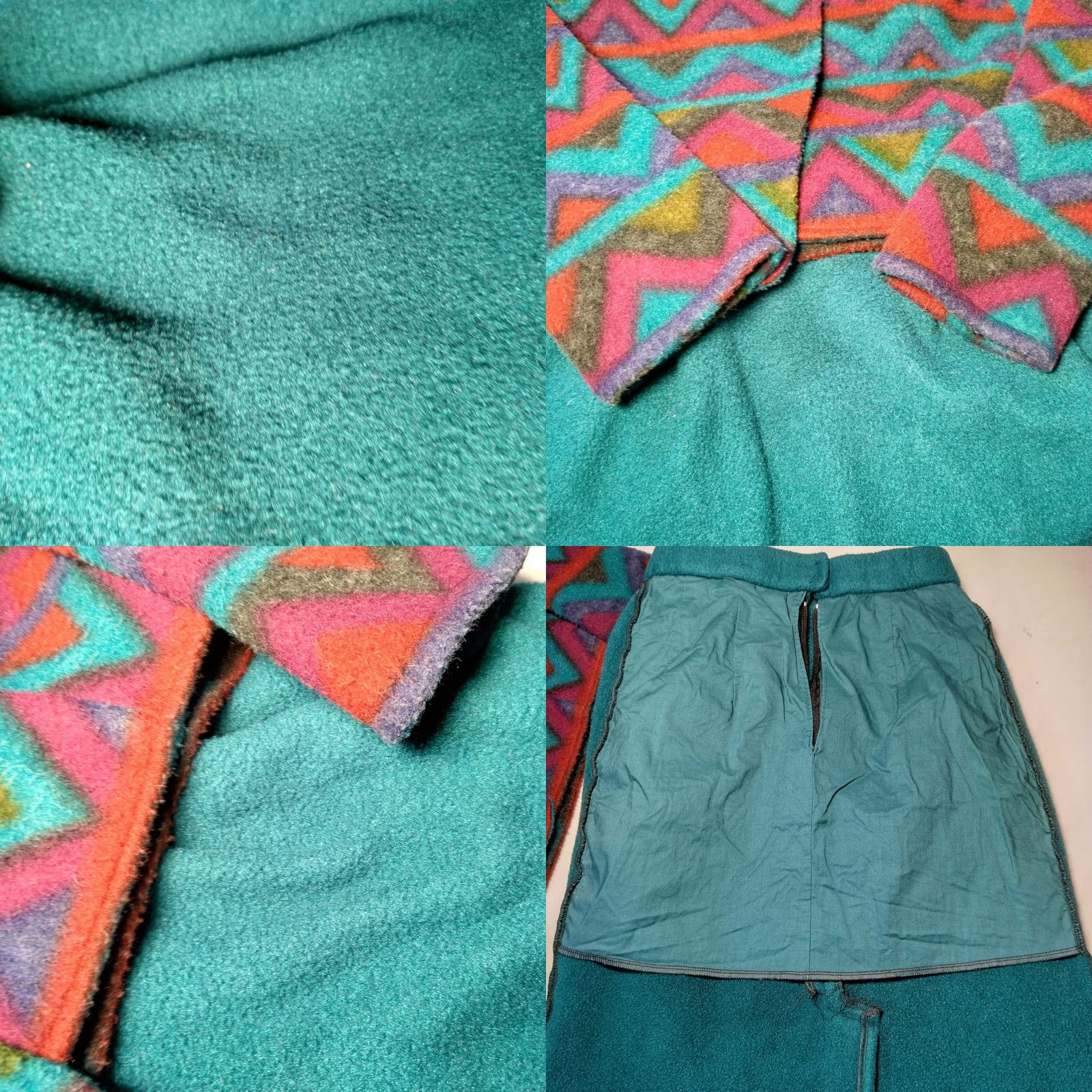 Altea Vintage 1990s Skirt Suit Jacket Small Teal Maroon Geometric Retro Gorpcore 2 Pc Size 26" / US 2 / IT 38 - 11 Thumbnail