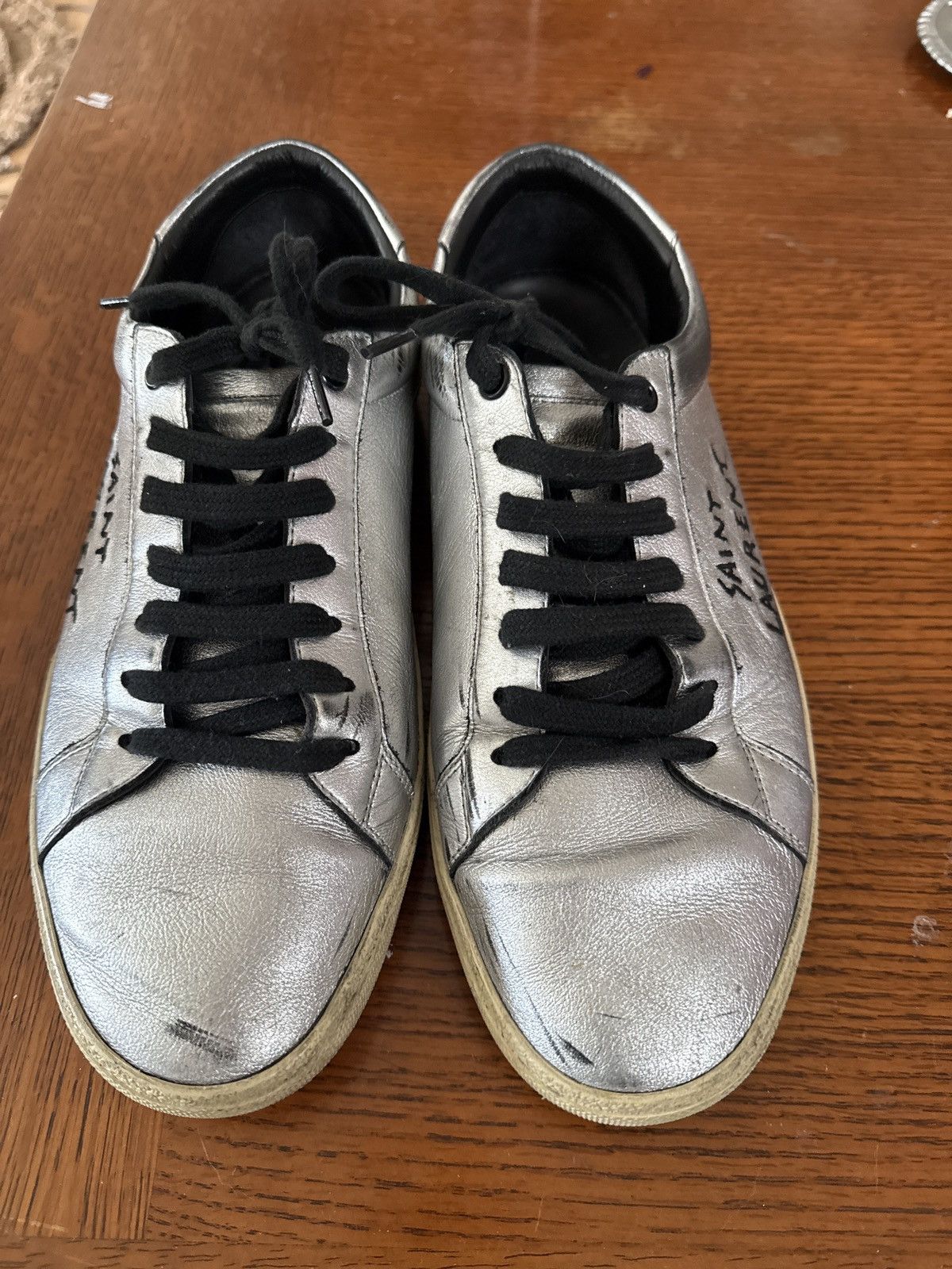 Yves Saint Laurent Silver Leather Court Classic Sneaker Size US 10 / EU 43 - 1 Thumbnail
