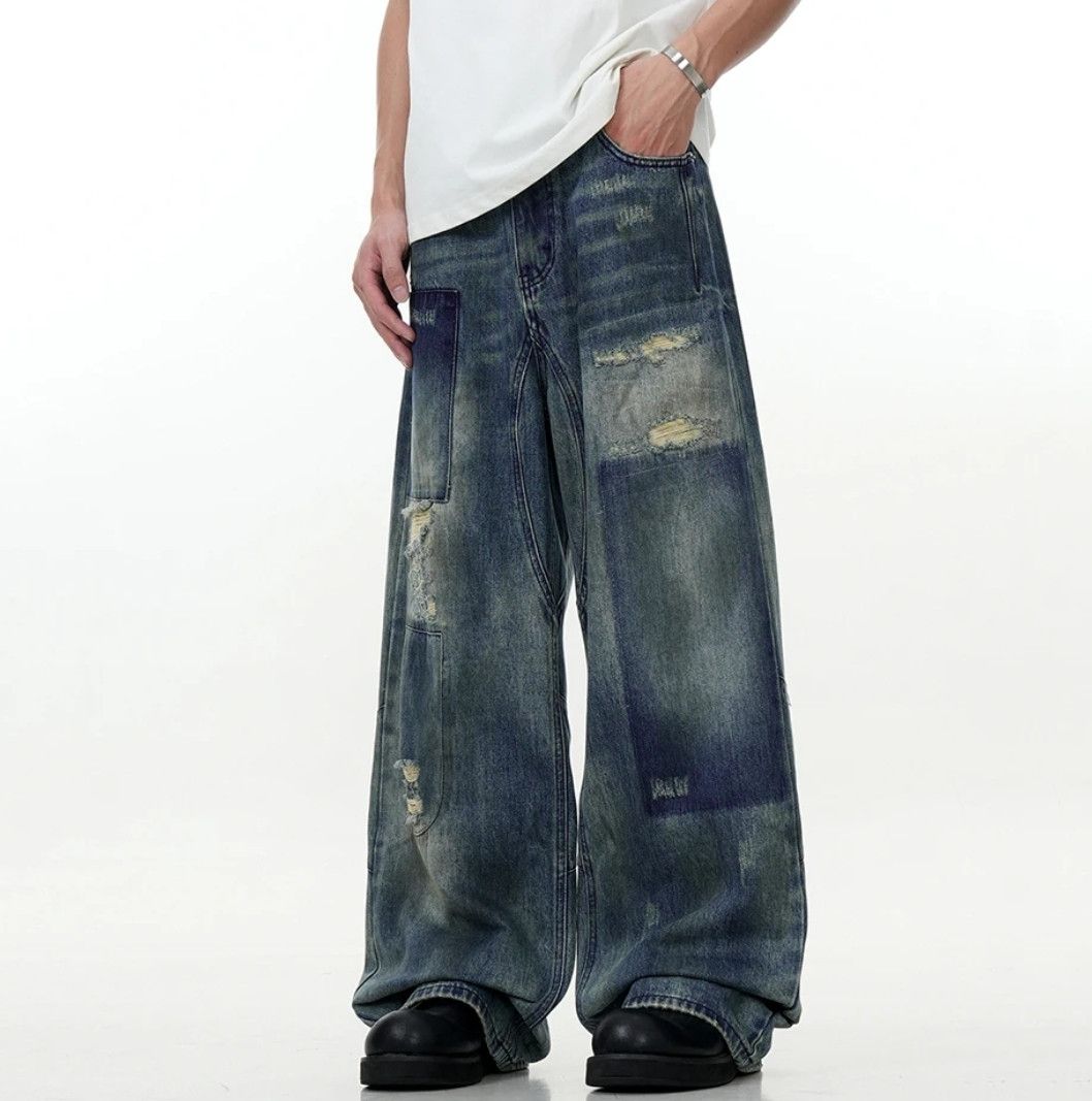 Vintage Baggy Ripped Patchwork Loose Street Jeans