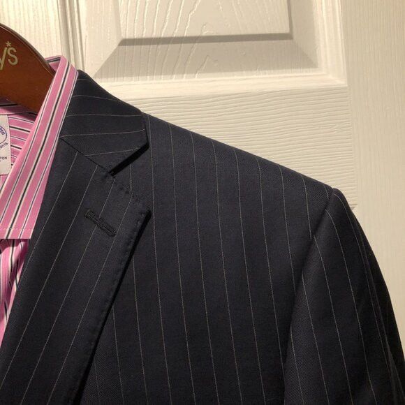 Saks Fifth Avenue Saks fifth avenue men's navy 100%wool 2pc suit size:46R Size 46R - 2 Thumbnail