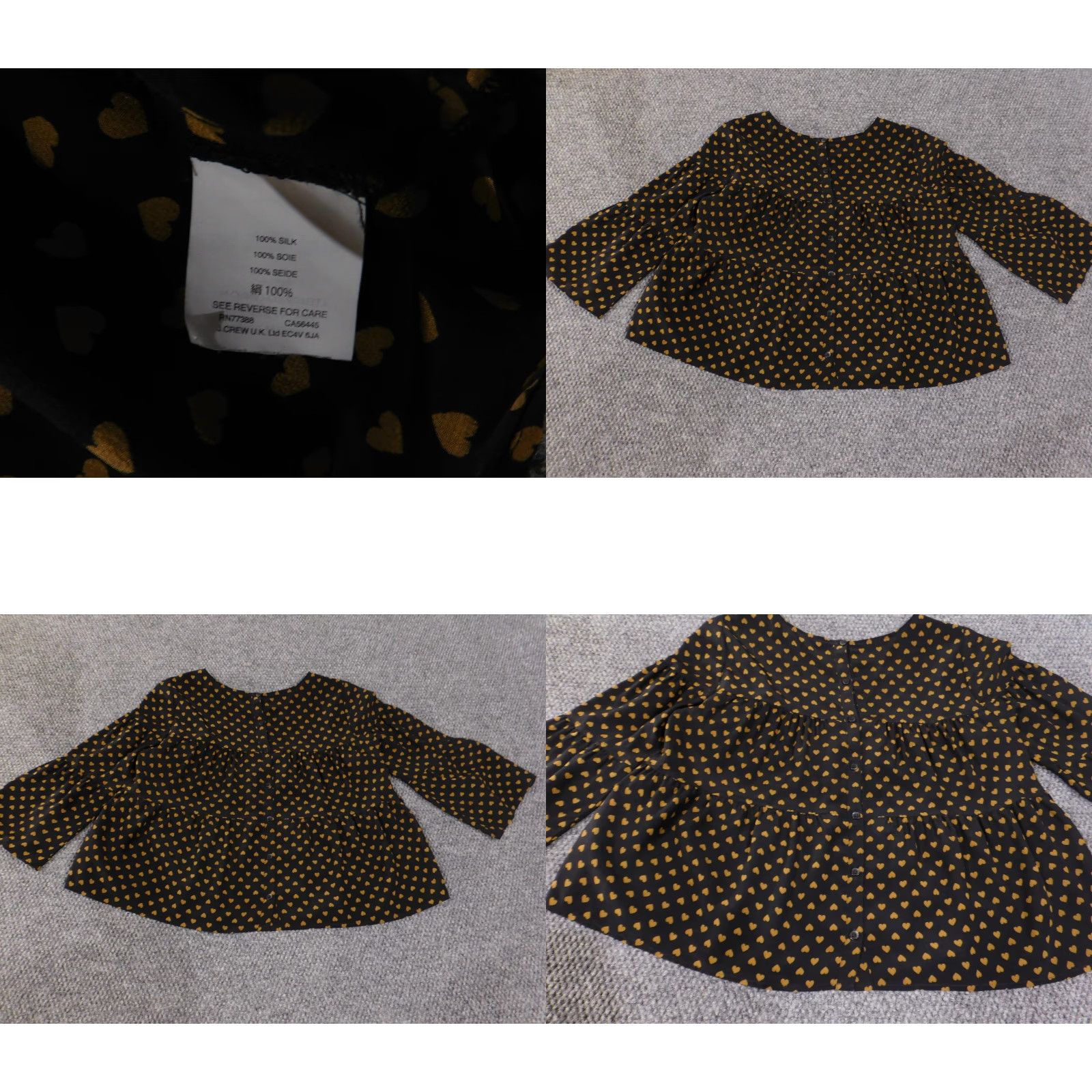 Madewell Madewell Blouse Womens Small Black Brown Heart Print Silk Long Sleeve button up Size S / US 4 / IT 40 - 8 Thumbnail