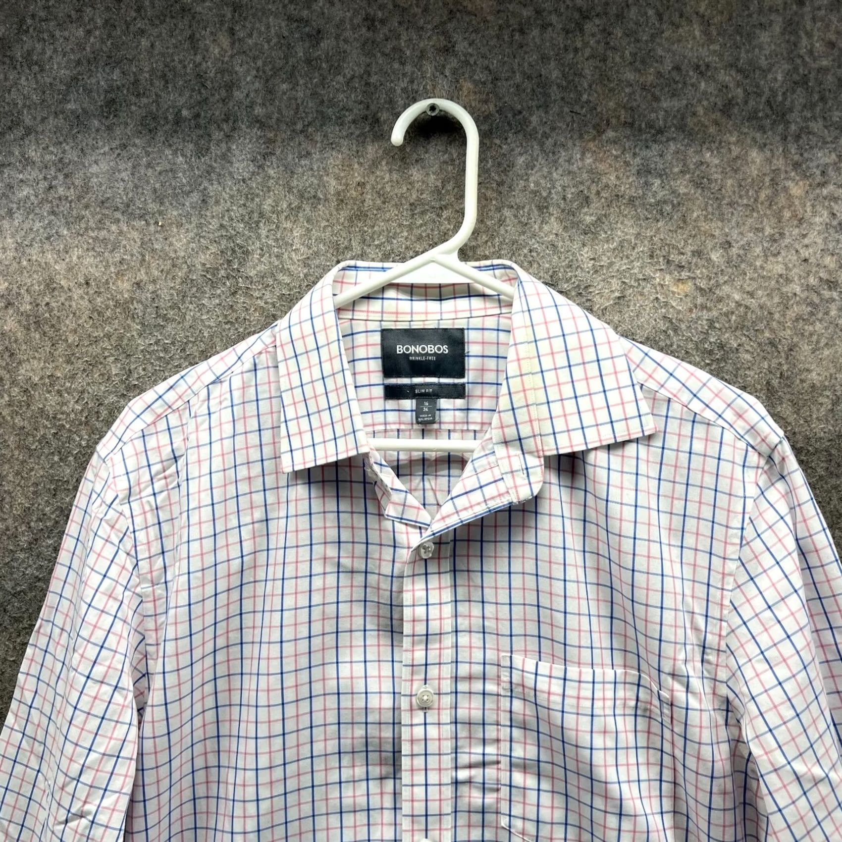 Bonobos Bonobos Shirt Mens 16/34 White Button-Down Wrinkle Preppy Dress Slim Windowpane Shirt Button-Up Collar-Down Vintage: No Size 42R - 5 Thumbnail