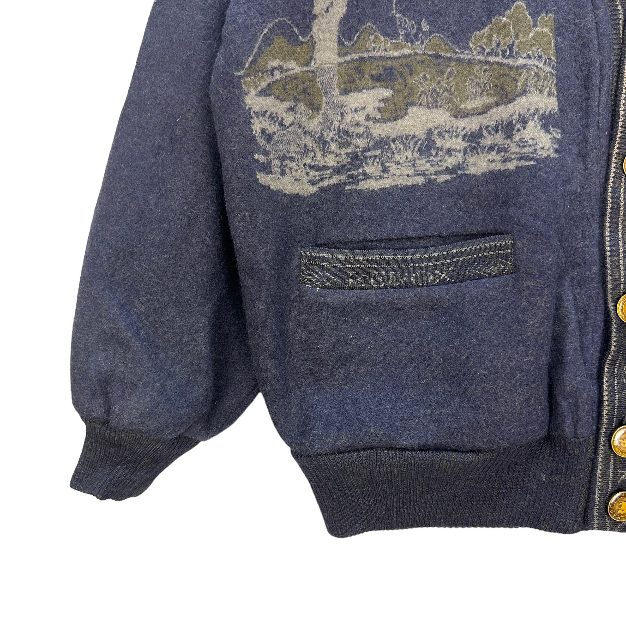 Japanese Brand REDOX FISHERMAN GRAPHIC WOOL CASUAL JACKET #8123-204 Size US XL / EU 56 / 4 - 7 Thumbnail