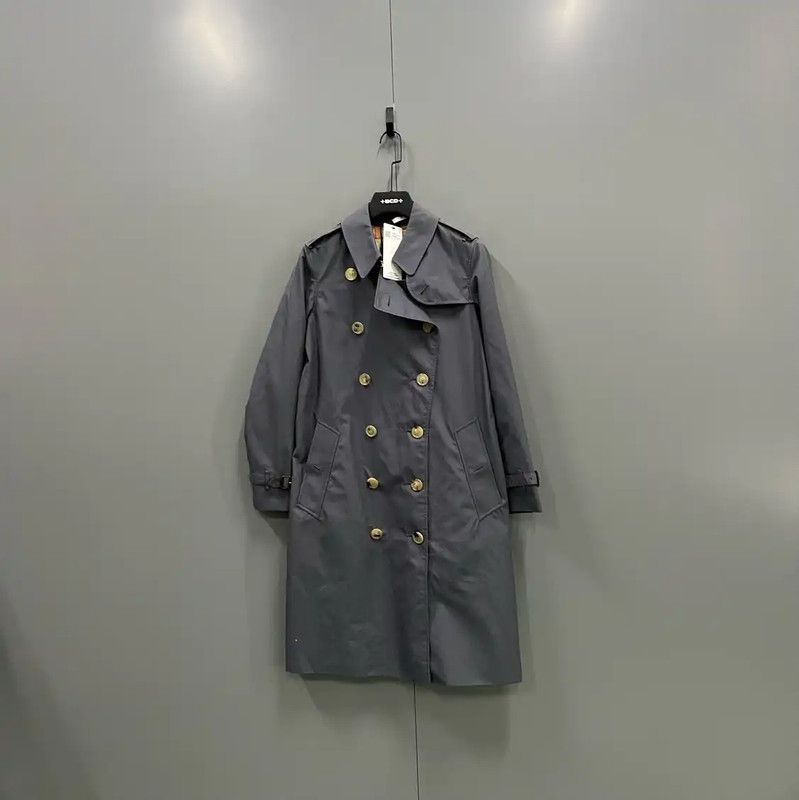 Burberry Burberry Gray Cotton Mid-Length Trench Coat Size ONE SIZE - 1 Thumbnail