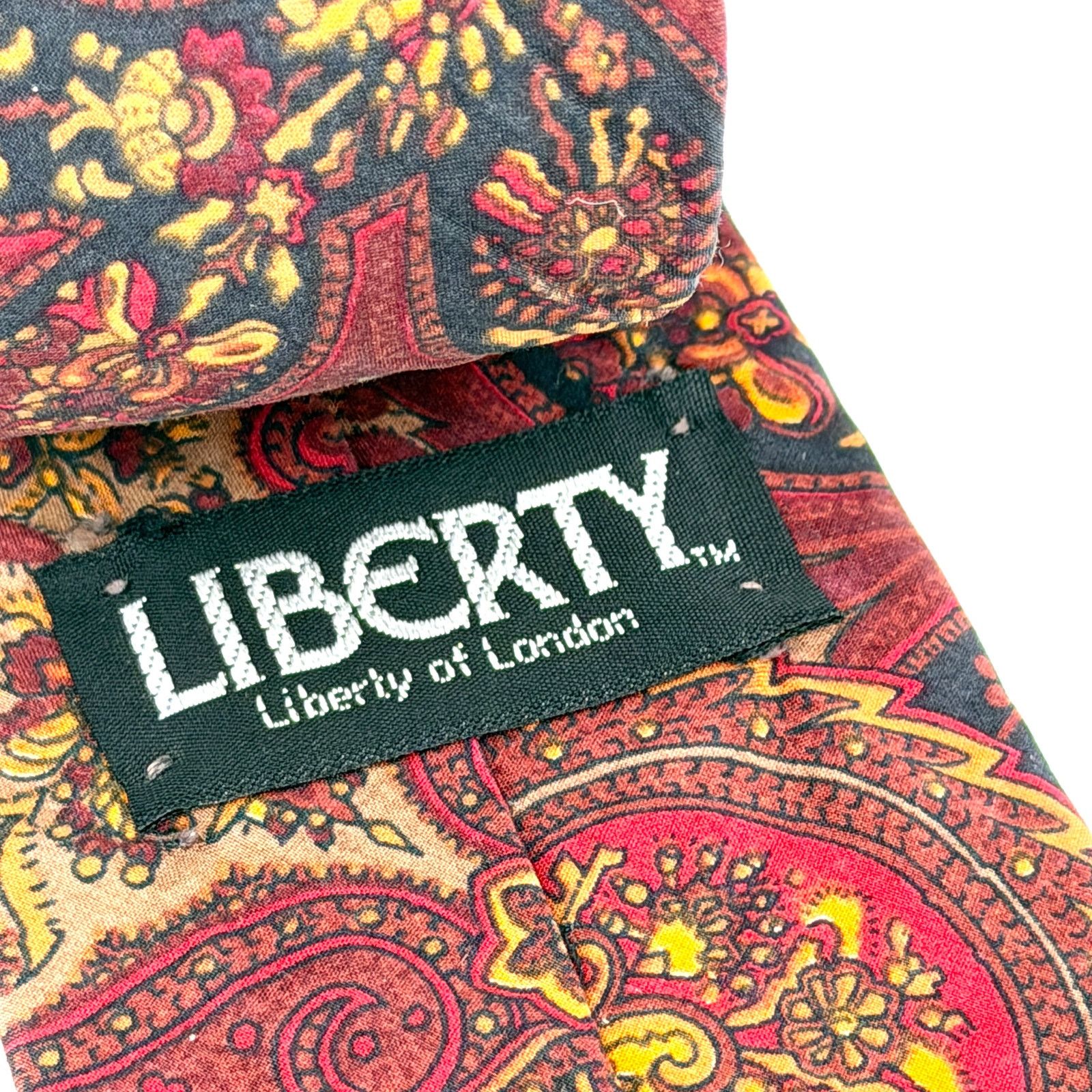 Liberty Vintage 90s Maroon 100% Cotton Paisley Woven Necktie Size ONE SIZE - 3 Thumbnail