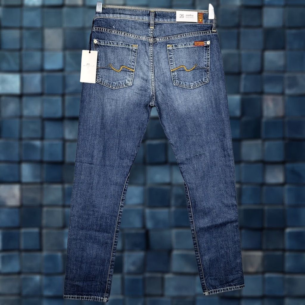 7 For All Mankind 7 For All Mankind Josefina Jeans Skinny Distressed Women's Size 26 Blue Denim 100% Cotton Regular Rise Mid 5-Pocket Womens Mens Size 26" / US 2 / IT 38 - 1 Thumbnail