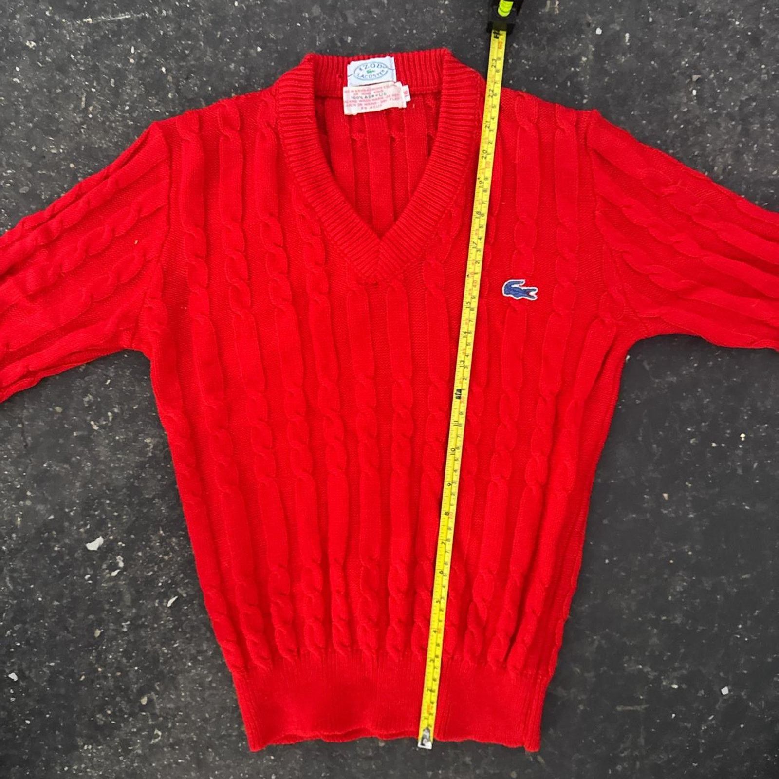 Lacoste Vintage 1970s Izod Lacoste Cable Knit Red Sweater Size 16 Size XXL / US 16-18 / IT 52-54 - 5 Thumbnail