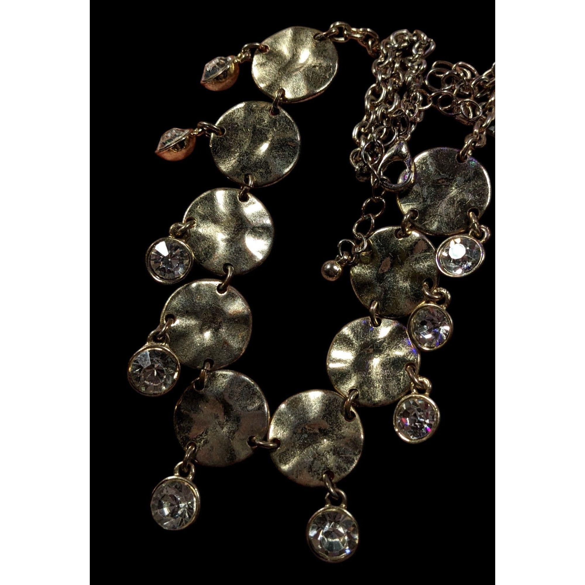 Other Brutalist Glam Gold Tone Charm Rhinestone Necklace Size ONE SIZE - 3 Thumbnail