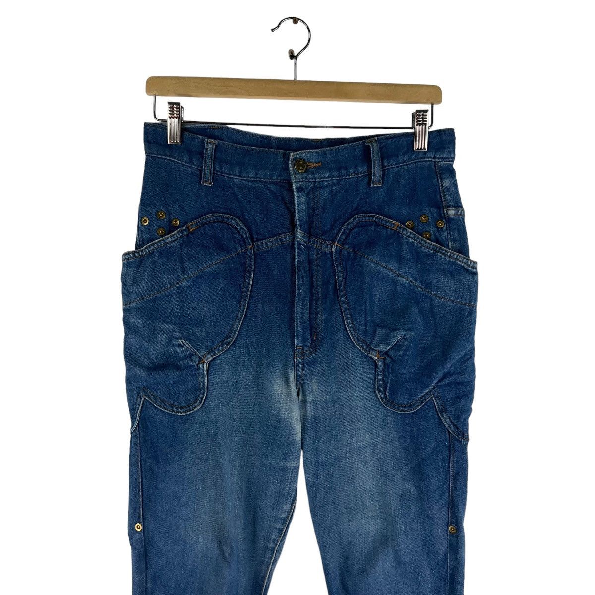Issey Miyake 🔥VINTAGE BIKER DENIM JEANS MERCIBEAUCOUP ISSEY MIYAKE Size US 32 / EU 48 - 2 Thumbnail