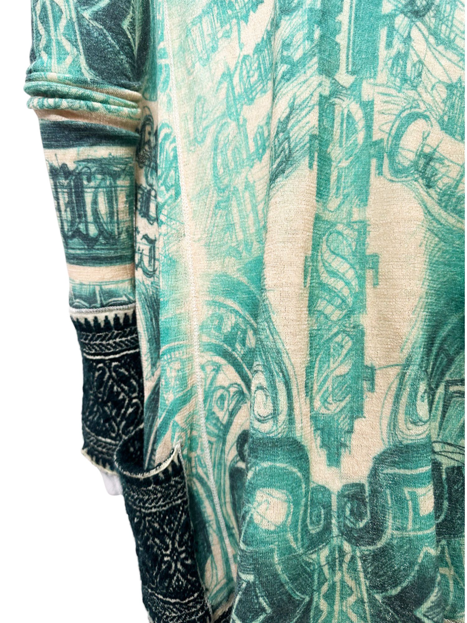 Jean Paul Gaultier 90's Tribal Acqua Green Wool Cardigan Size L / US 10 / IT 46 - 13 Thumbnail