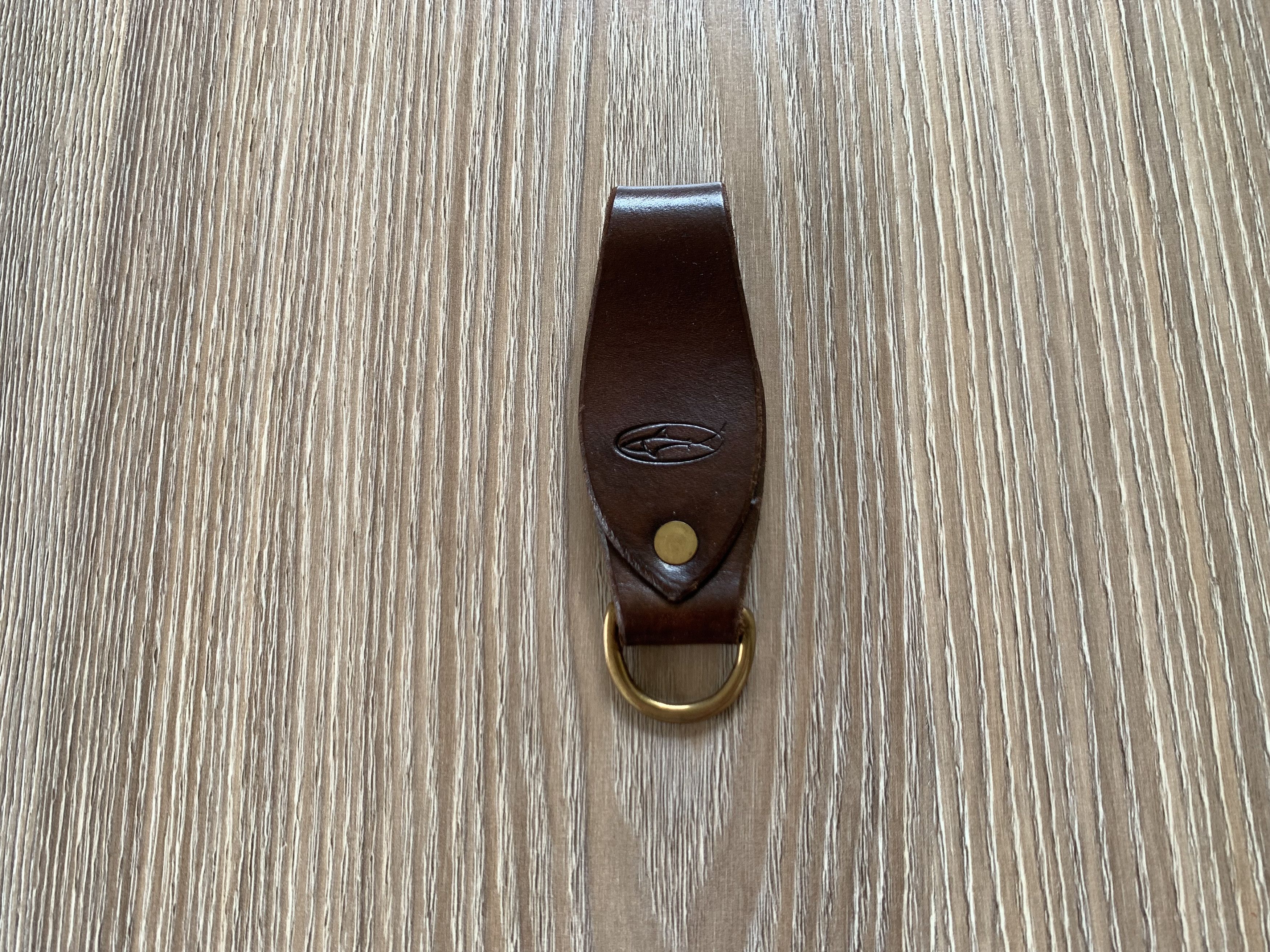 Handmade Brown Leather Keychain With Embossing Size ONE SIZE - 3 Thumbnail