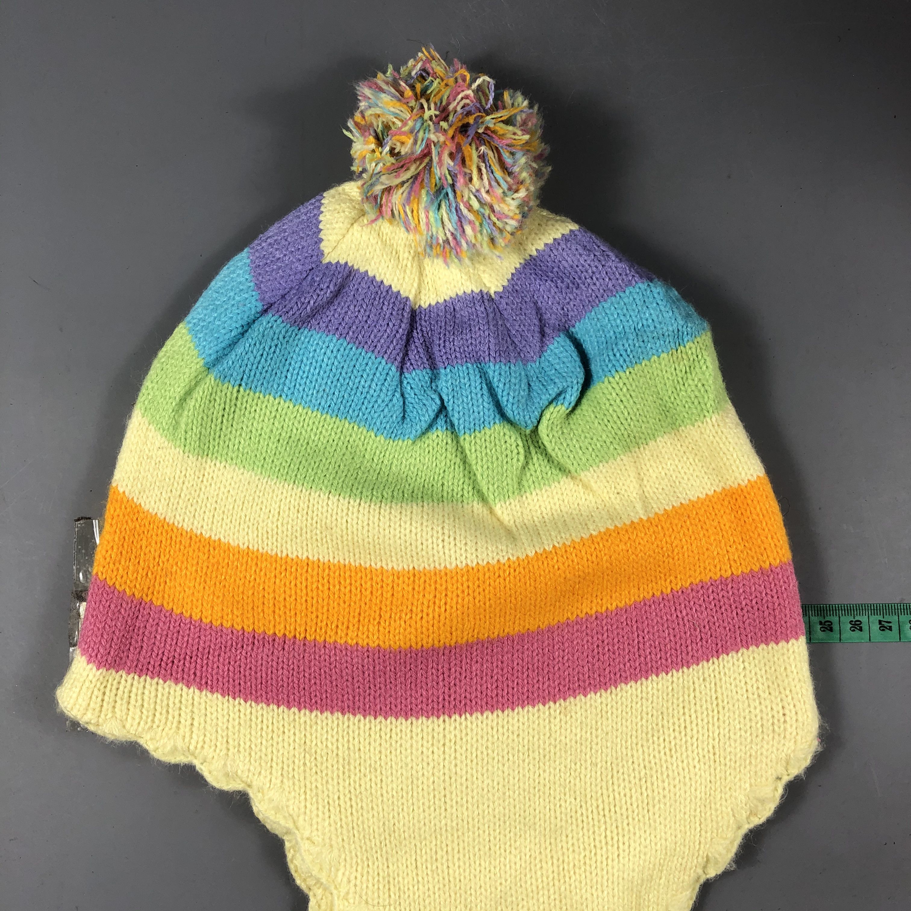 Japanese Brand Multicolor Stripe Earflap Beanie Size ONE SIZE - 3 Thumbnail