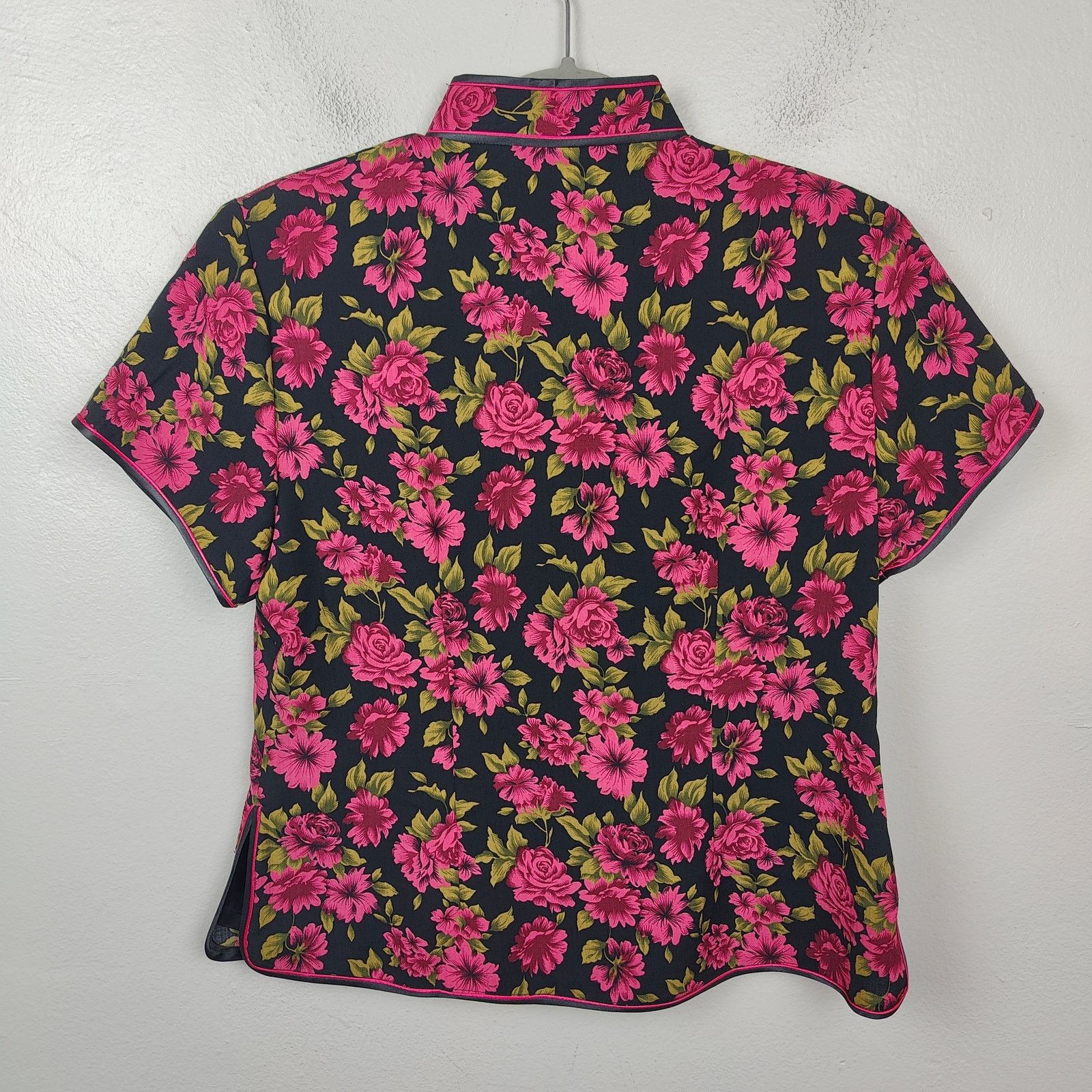 Other Shanghai Brand Top Womens Medium Black Pink Floral Silk Size M / US 6-8 / IT 42-44 - 4 Thumbnail
