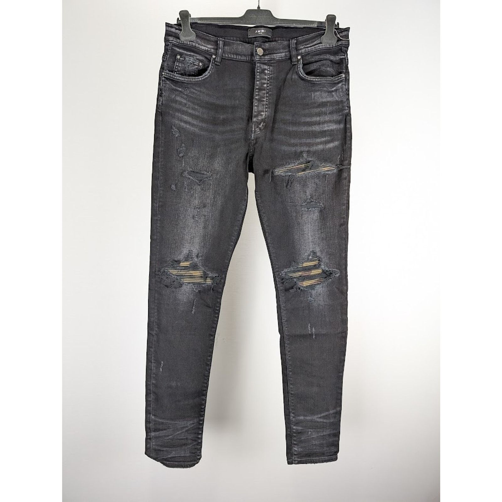 Amiri o1rshd1 Leather Camo MX1 Jeans in Aged Black Size US 29 - 2 Thumbnail