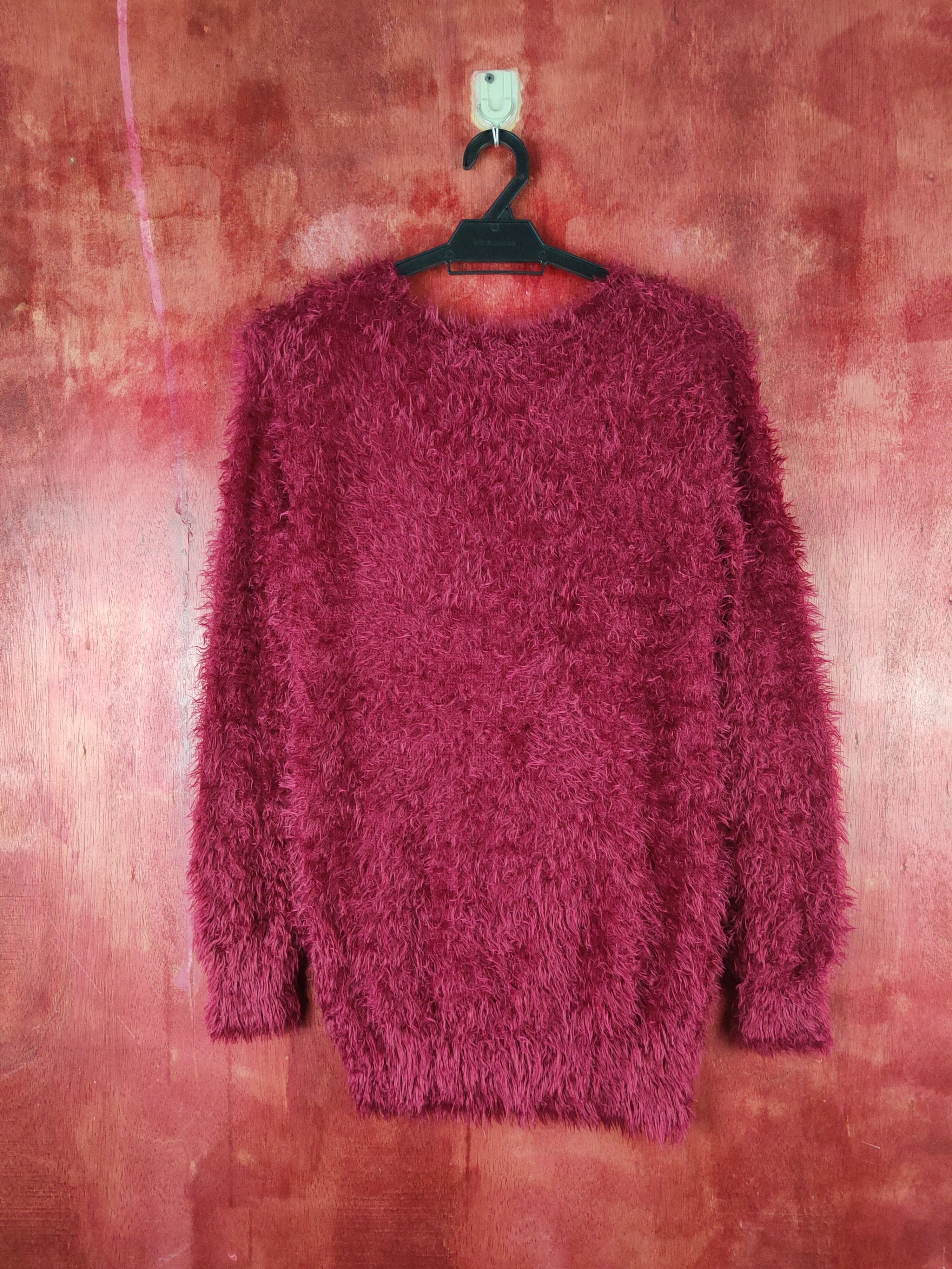 Homespun Knitwear Honeysuckle Rose Maroon Fur Mohair Knitwear #S2173 Size M / US 6-8 / IT 42-44 - 7 Thumbnail