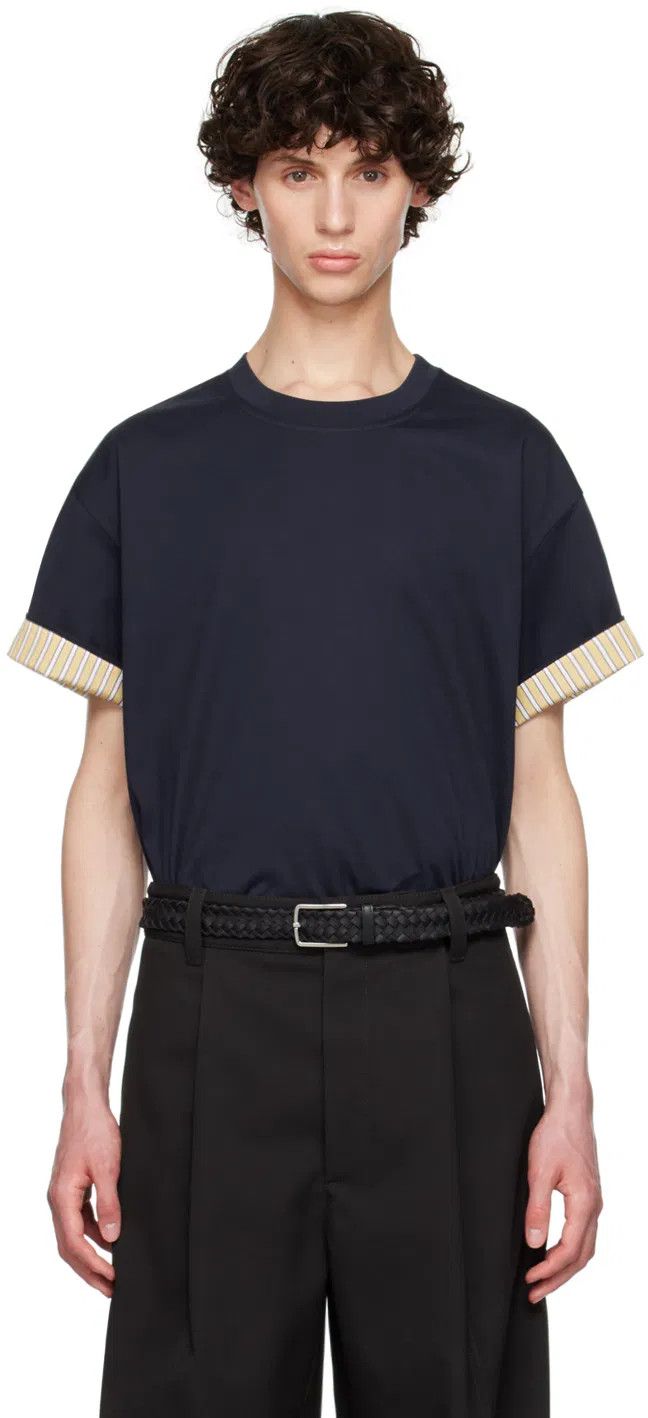 Bottega Veneta o1lf3ng11025 Double Layer Striped Cotton T-Shirt in Navy Size US XS / EU 42 / 0 - 1 Preview