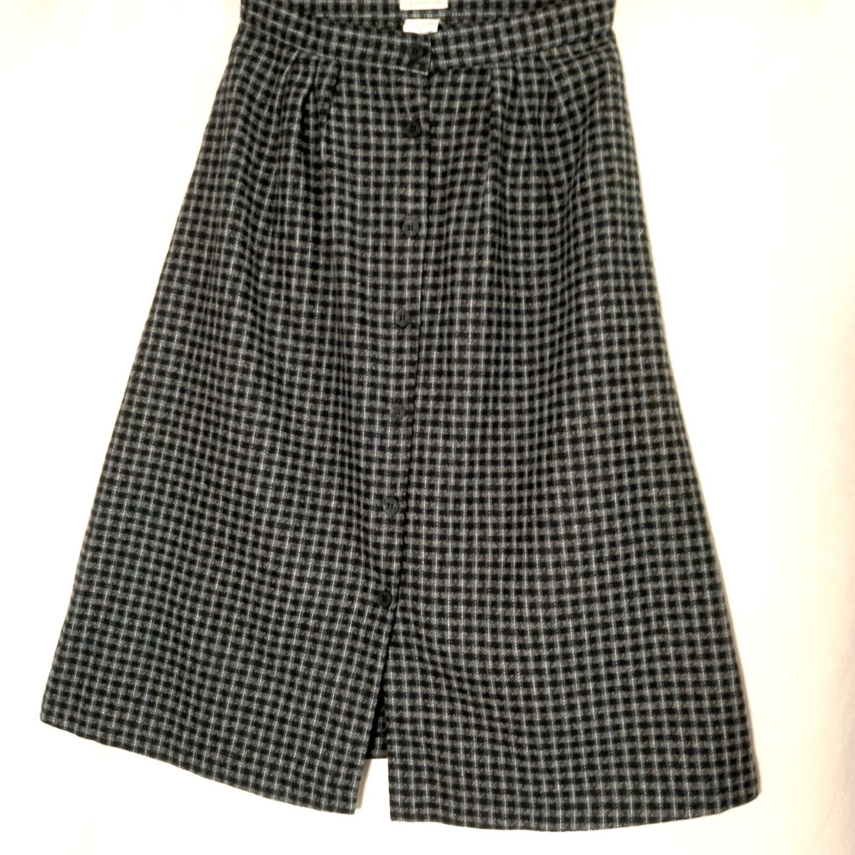 Oscar De La Renta VINTAGE Oscar de la Renta Skirt 9/10 Wool Blend Plaid A-Line Midi Button Front Womens Size 30" / US 8 / IT 44 - 2 Thumbnail