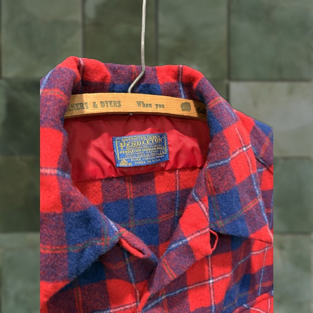 Pendleton VINTAGE Pendleton Plaid Wool Loop Collar Board Shirt Flannel L Red 80s Mens Buttons Long Sleeve Collared 27 22in Size US L / EU 52-54 / 3 - 1 Thumbnail