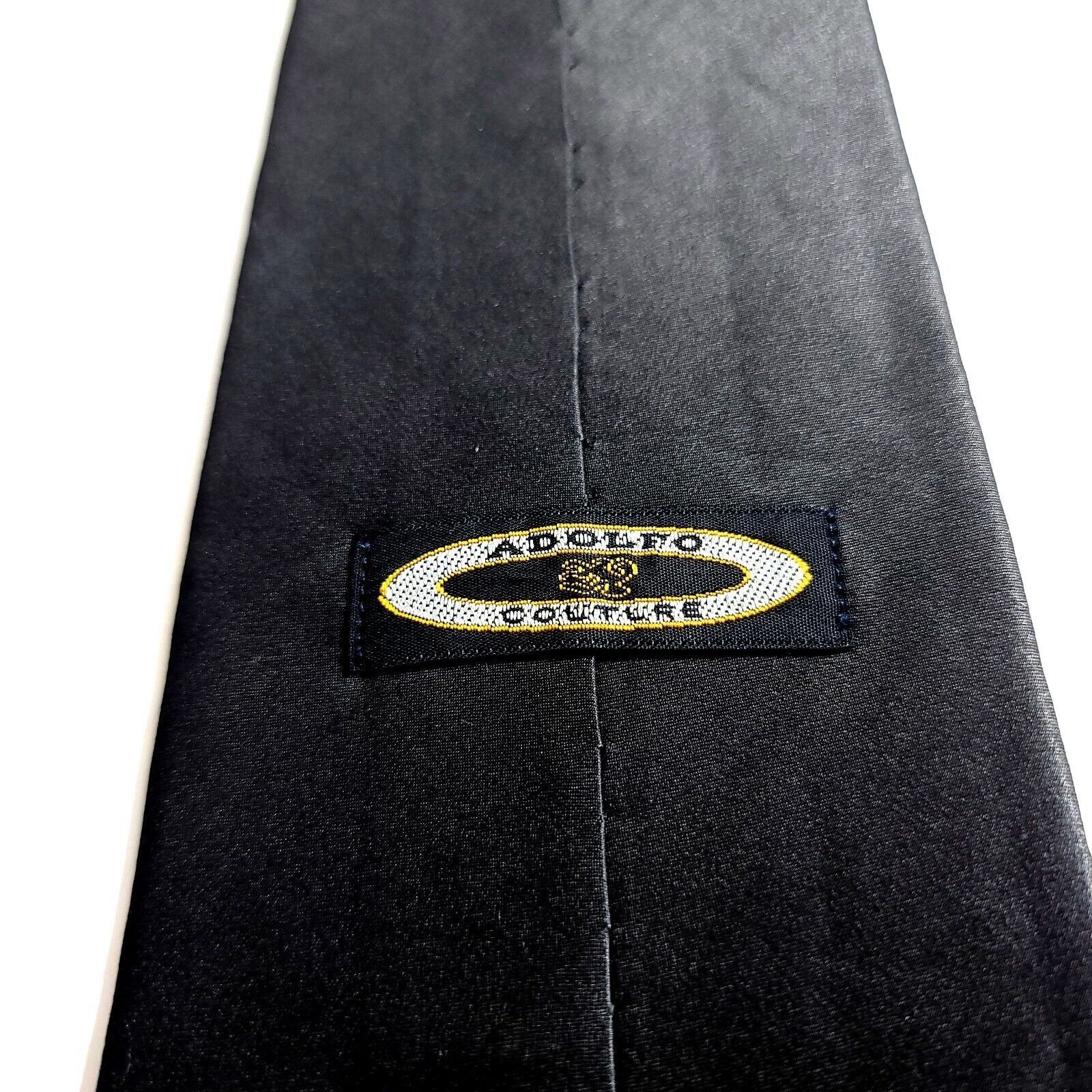 Vintage Adolfo Couture Gray Short Wide Silk Tie Size ONE SIZE - 3 Thumbnail