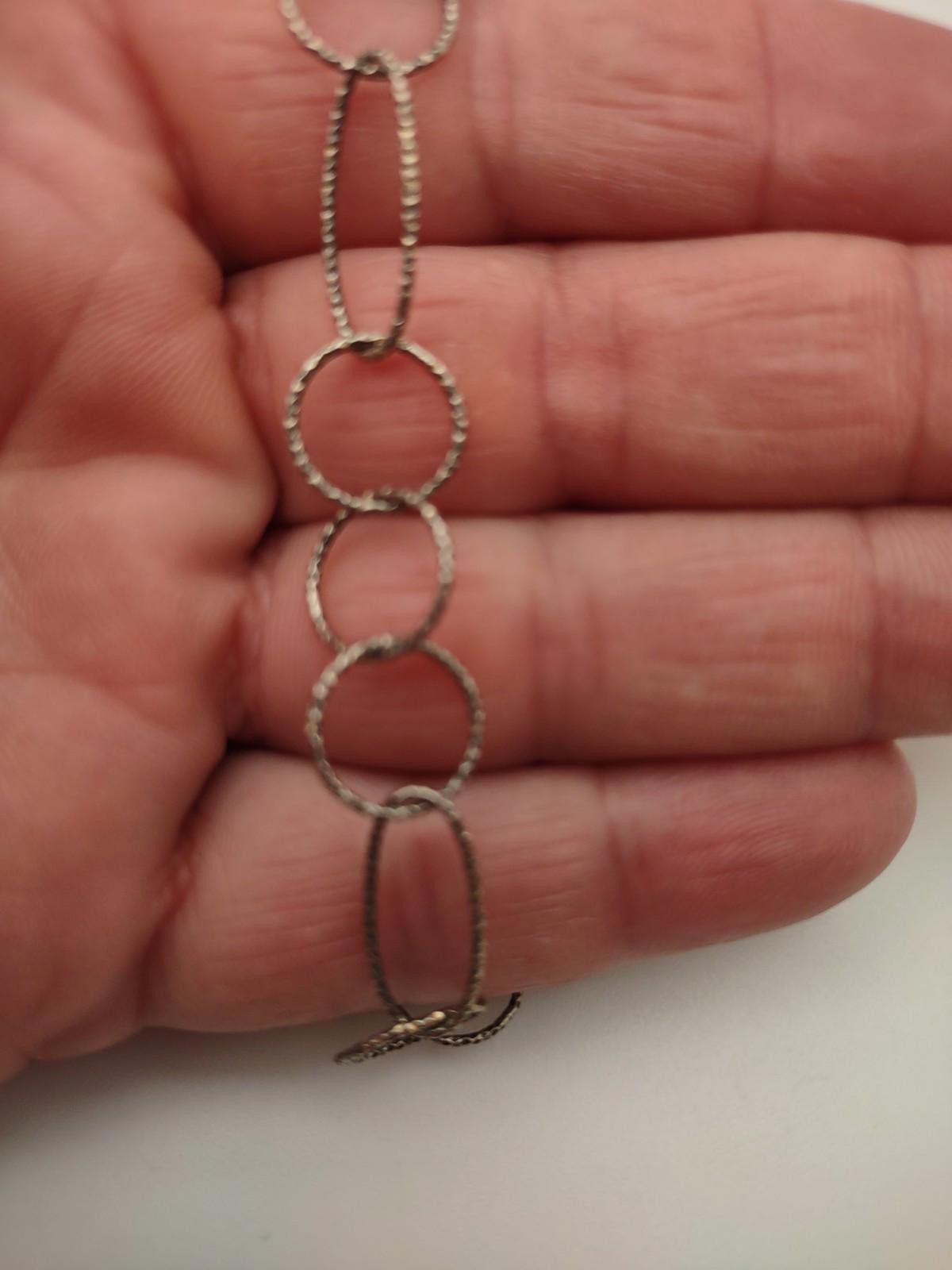 The Unbranded Brand 925 Italy Sterling Silver Textured Link Chain Bracelet Size ONE SIZE - 2 Thumbnail