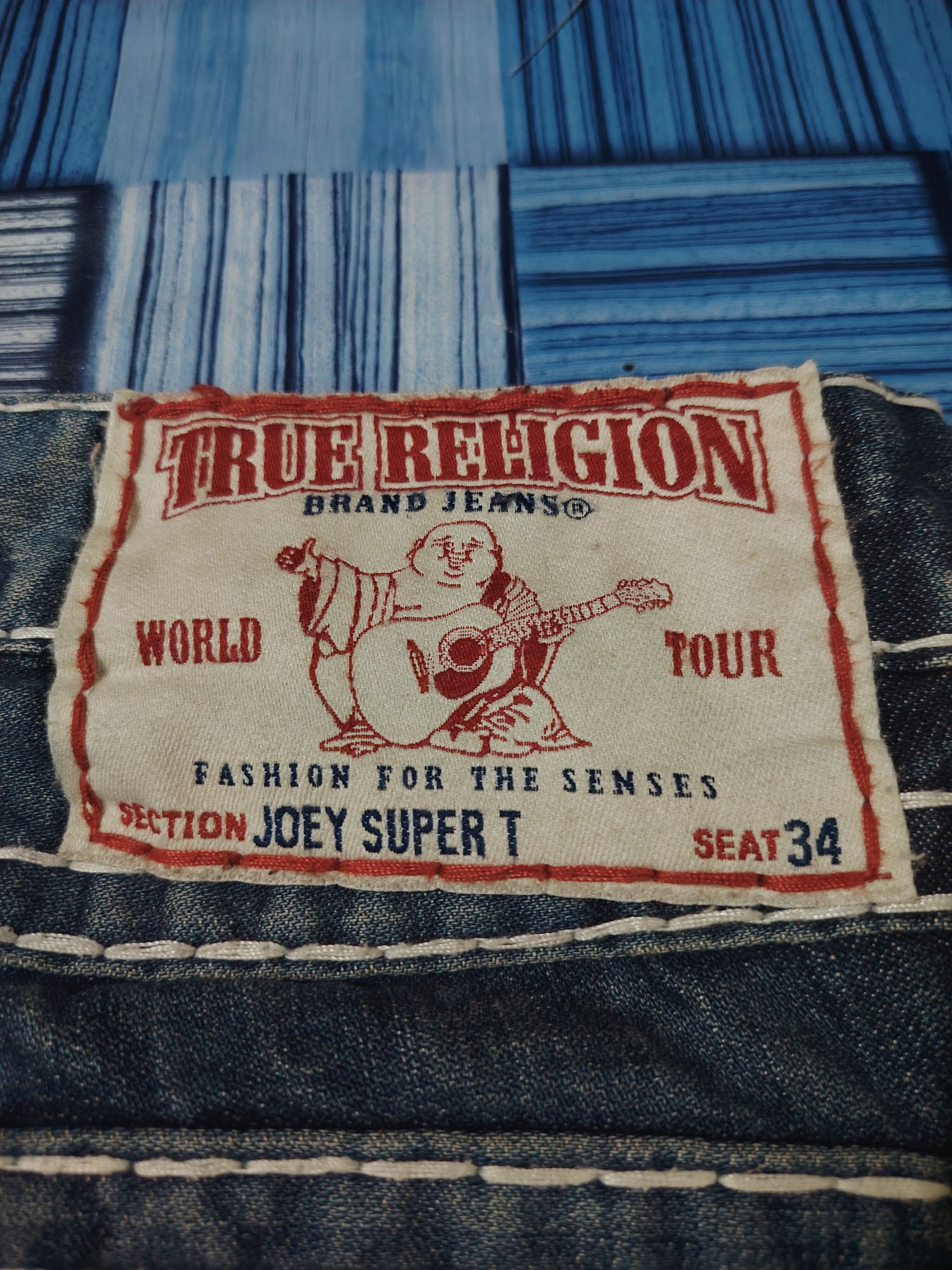 True Religion True Religion Jeans White Stitch Joey Super T Denim Flared Size US 31 - 18 Thumbnail