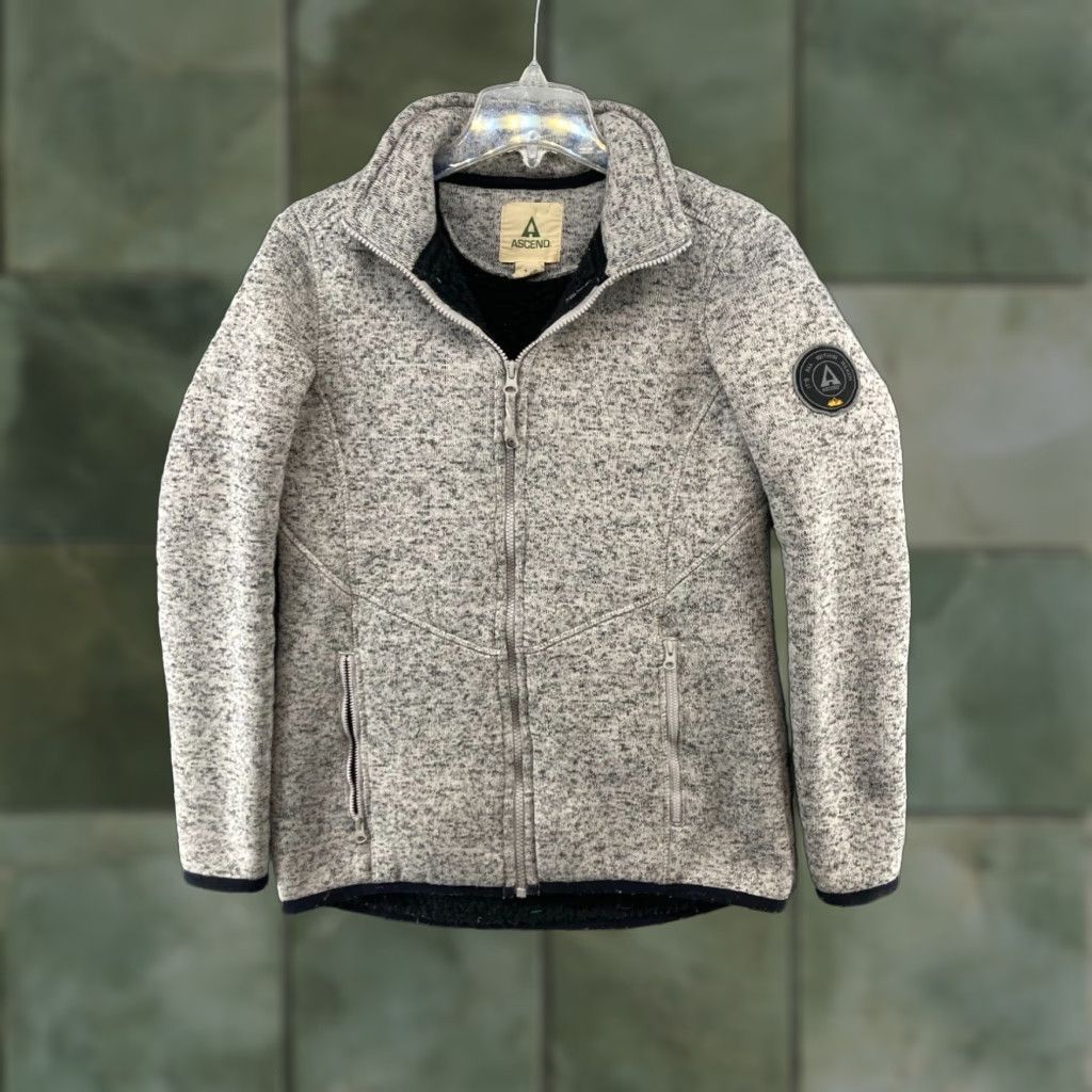 ASCENO Ascend Women's Small Gray Full Zip Sherpa Lined Sweater Outdoor Cotton Blend Size S / US 4 / IT 40 - 1 Thumbnail