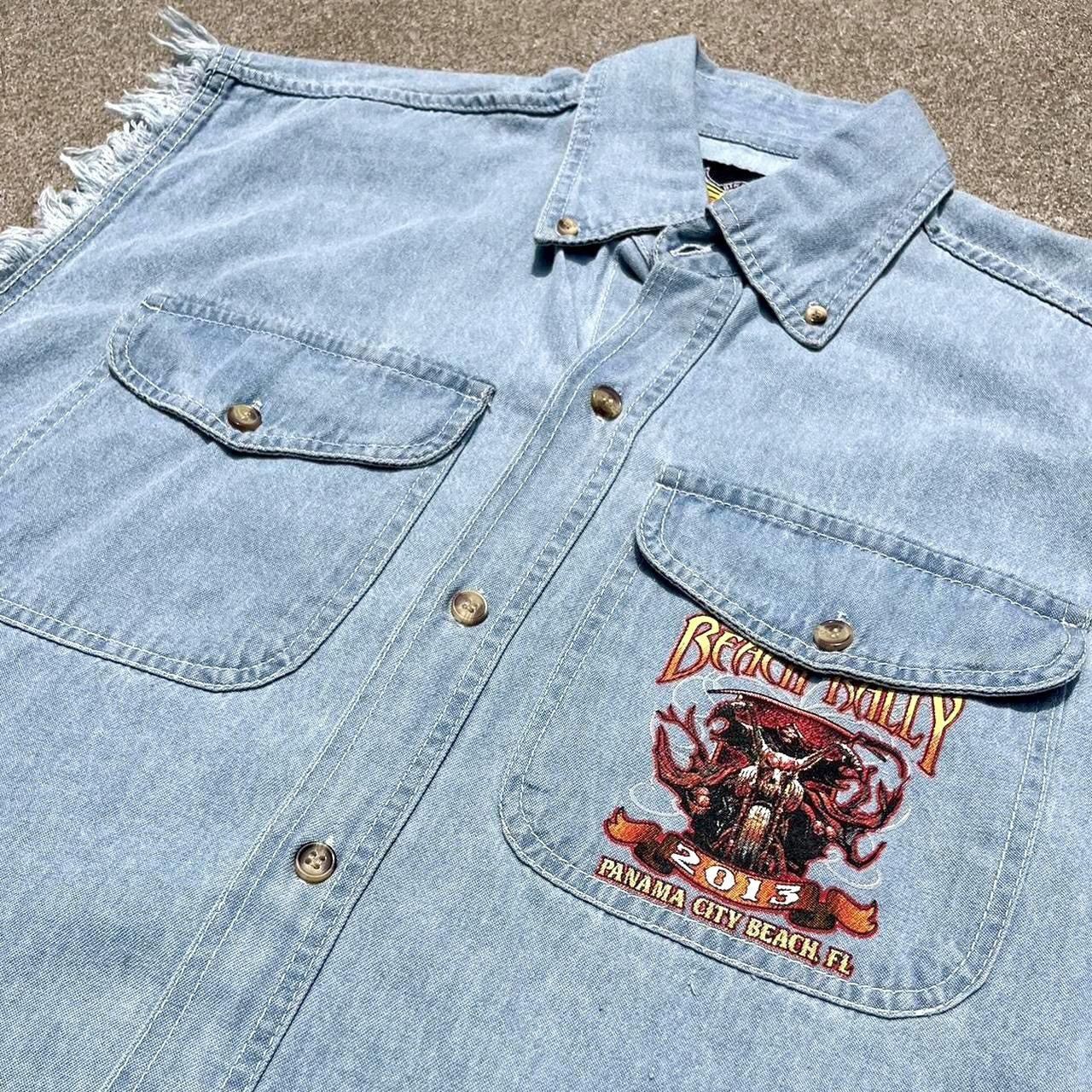 Vintage VTG 2013 Bike Wear USA Sleeveless Denim Motorcycle Shirt L Size US L / EU 52-54 / 3 - 1 Thumbnail