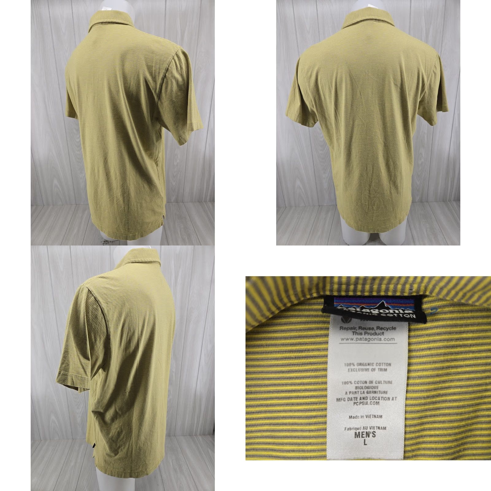 Patagonia Patagonia Polo Shirt Mens Large Yellow Striped Short Sleeve Organic Cotton Shirt Mens Large Yellow Striped Short Sleeve Polo Cotton Size US L / EU 52-54 / 3 - 8 Thumbnail