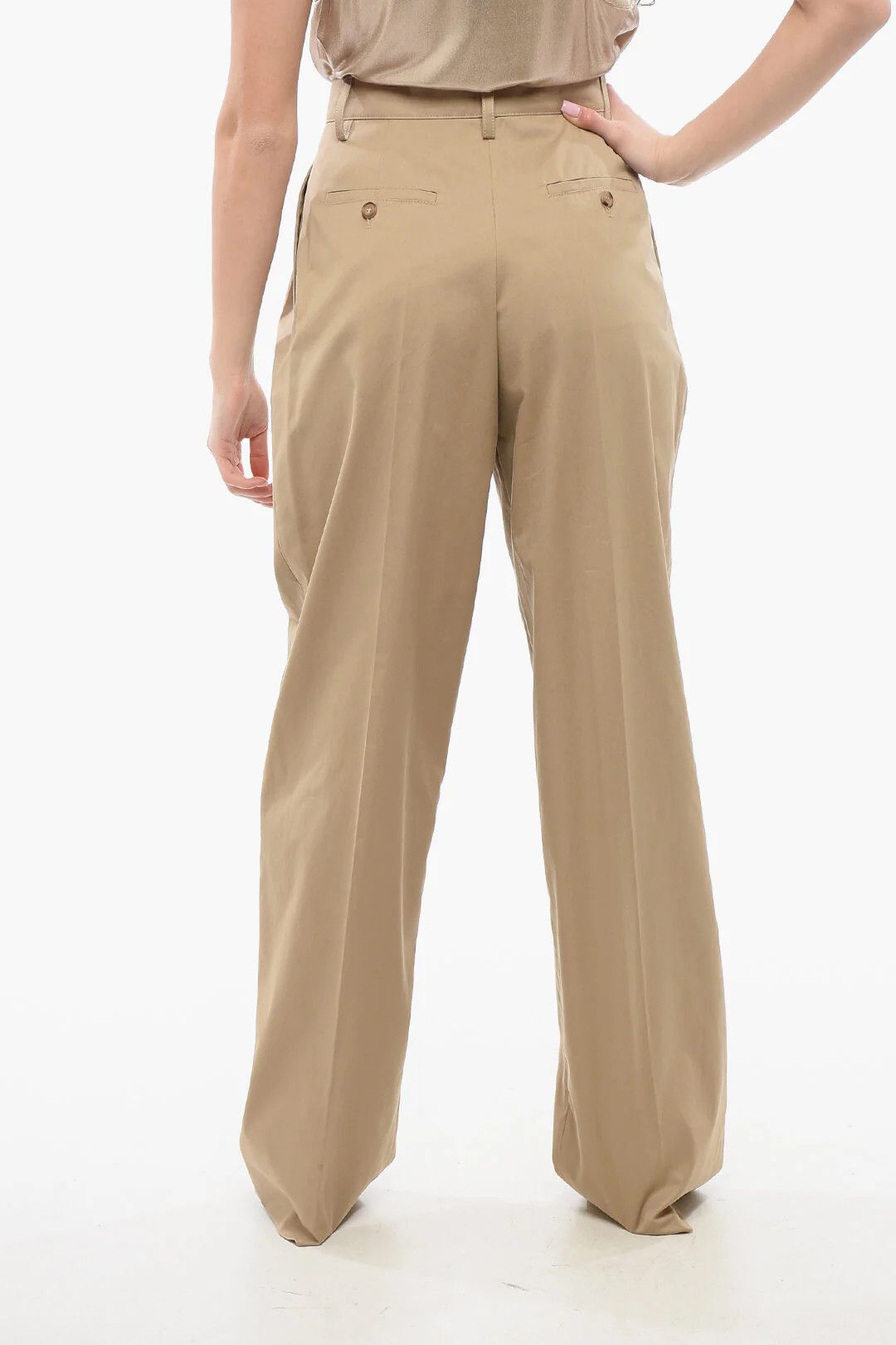 Prada og1mm0426 High-Waisted Pant in Beige Size 26" / US 2 / IT 38 - 2 Thumbnail