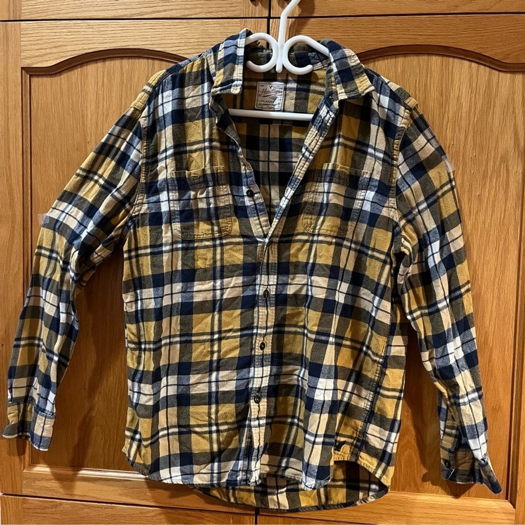 American Eagle Outfitters Yellow Plaid Casual Button Down Shirt Size US XL / EU 56 / 4 - 1 Thumbnail